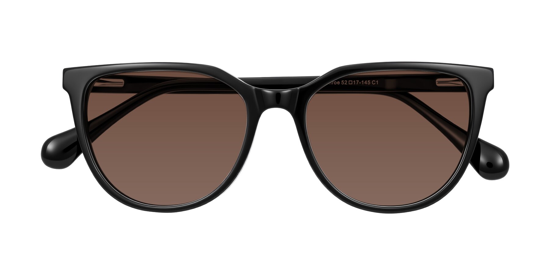 Folded Front of Glenroe in Black with Brown Tinted Lenses