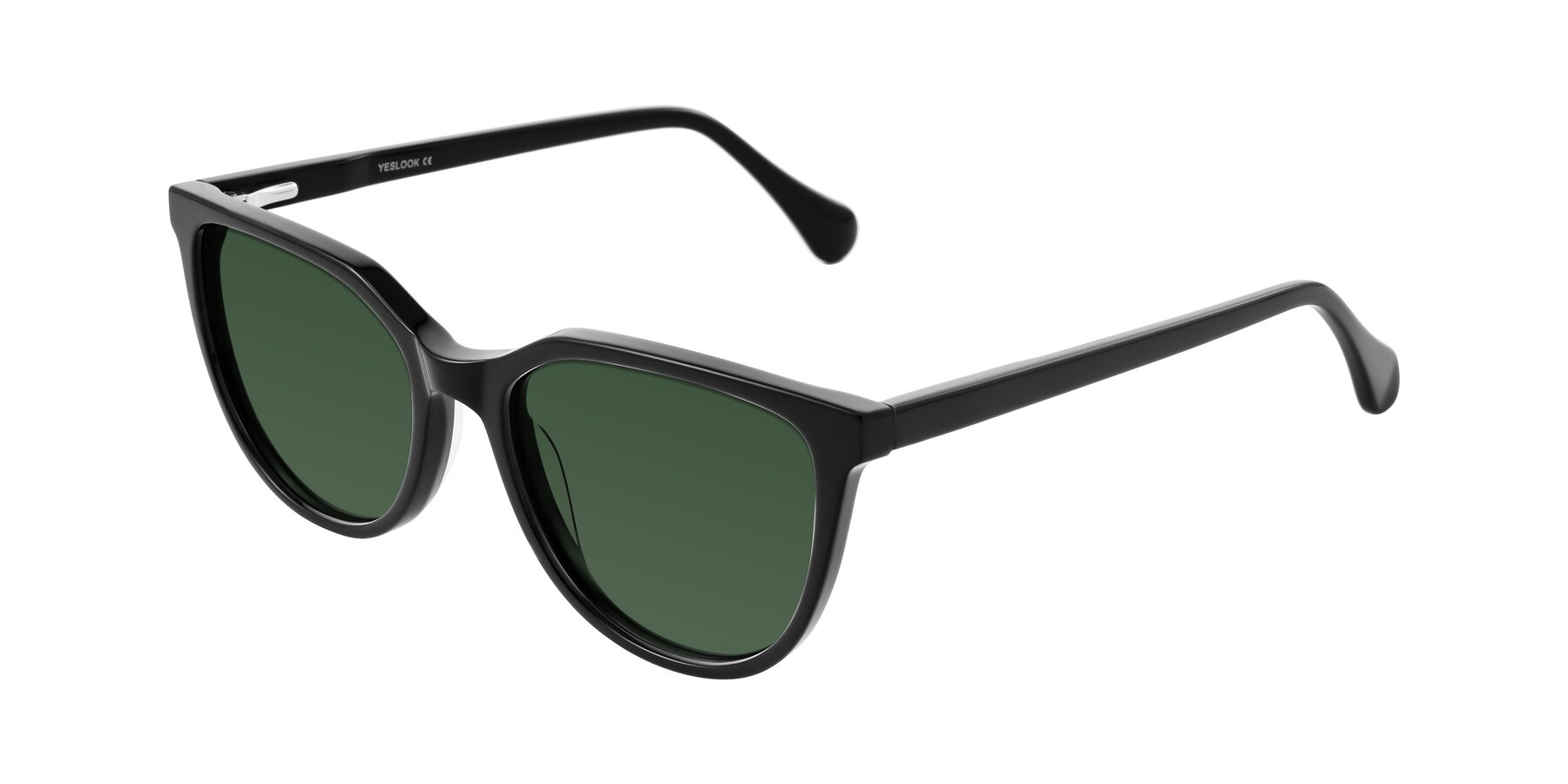 Angle of Glenroe in Black with Green Tinted Lenses
