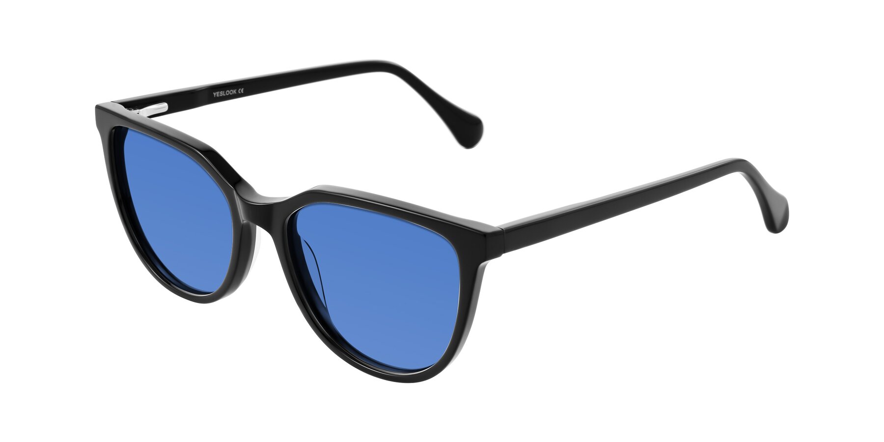Angle of Glenroe in Black with Blue Tinted Lenses