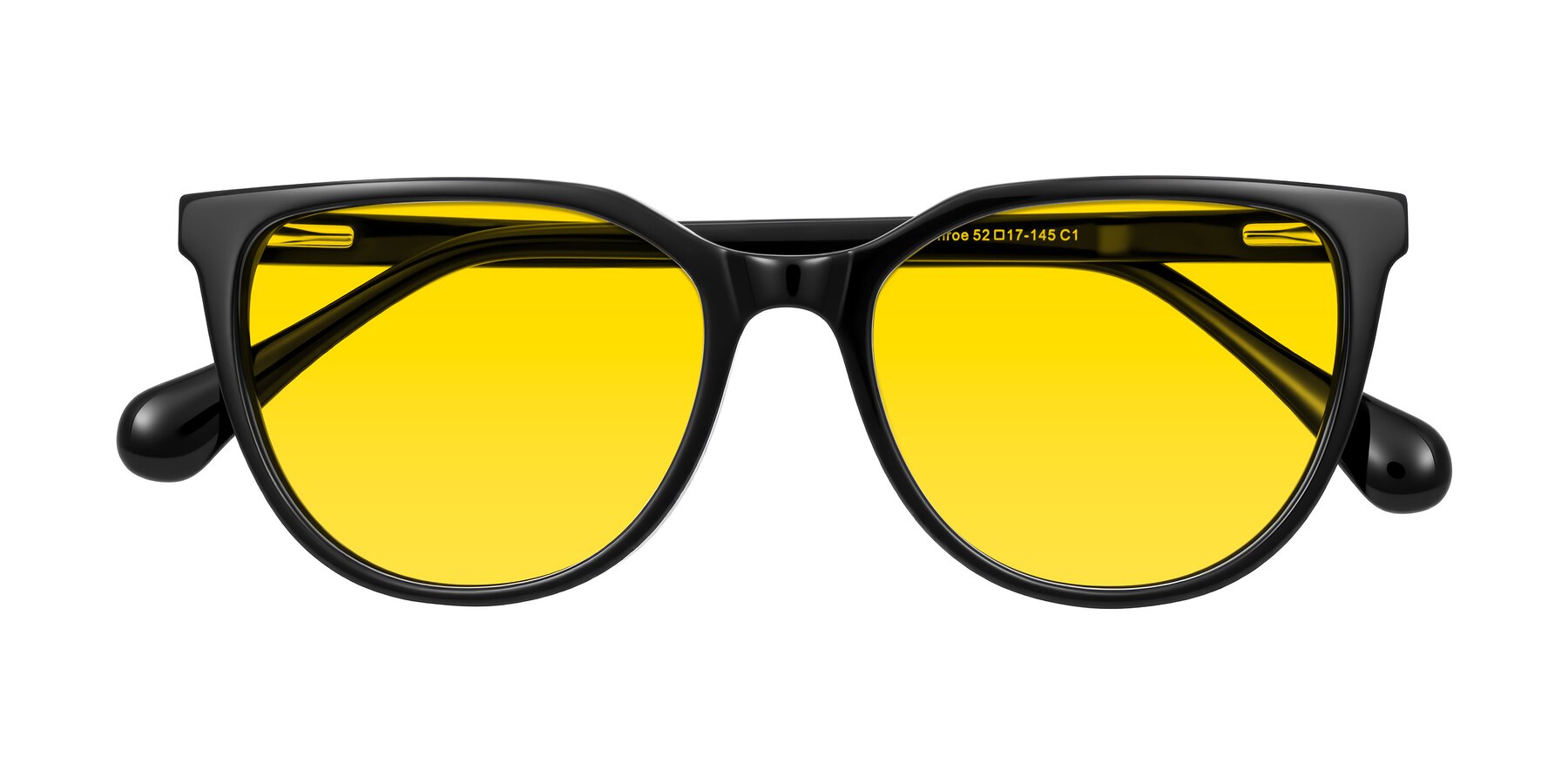 Folded Front of Glenroe in Black with Yellow Tinted Lenses