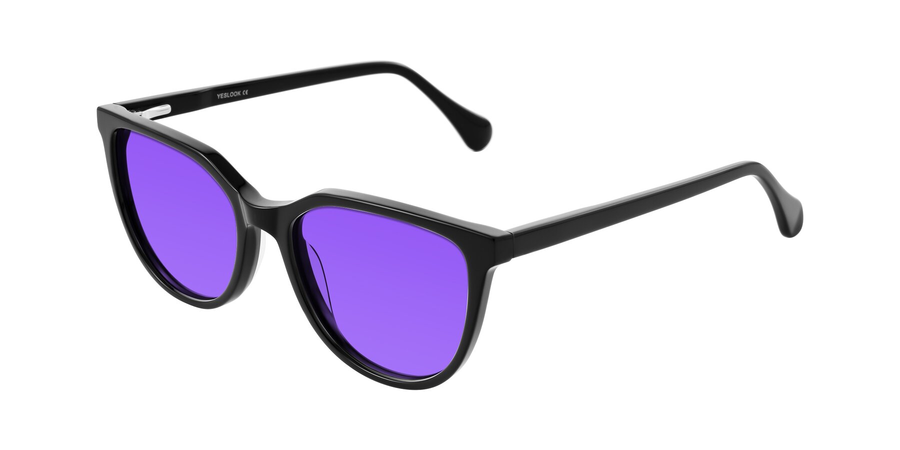 Angle of Glenroe in Black with Purple Tinted Lenses