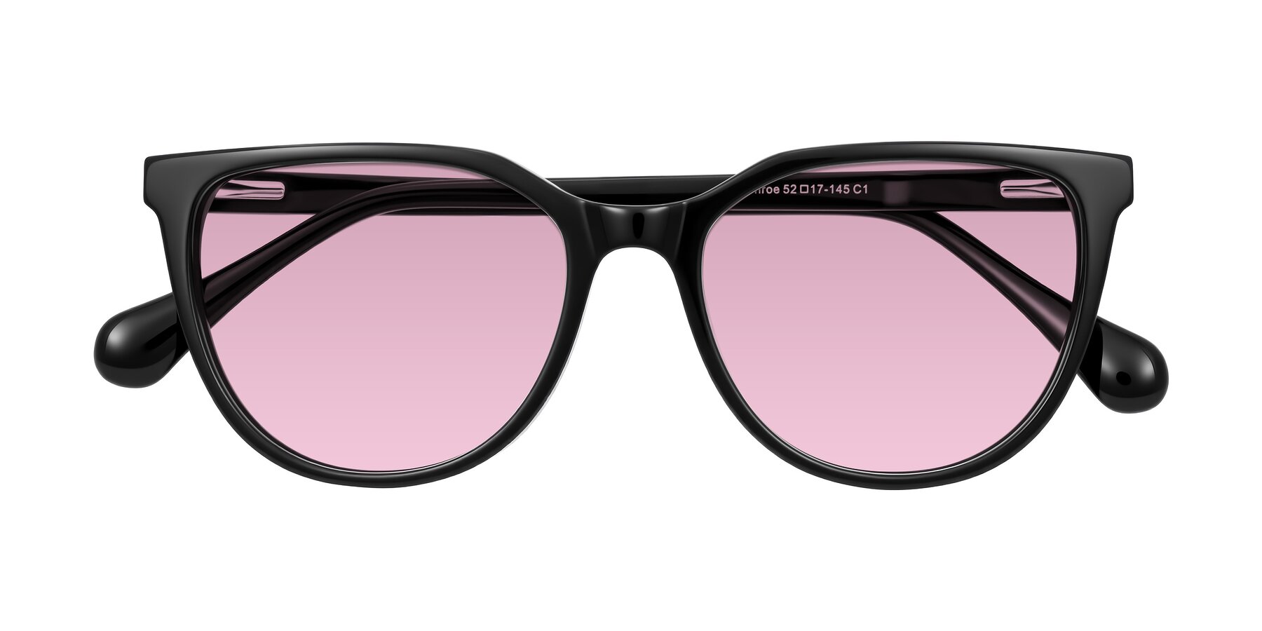 Folded Front of Glenroe in Black with Light Wine Tinted Lenses