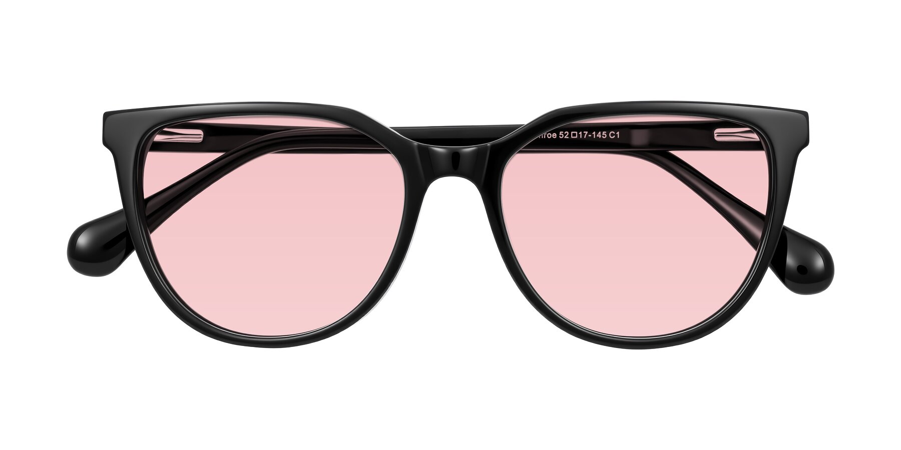 Folded Front of Glenroe in Black with Light Garnet Tinted Lenses