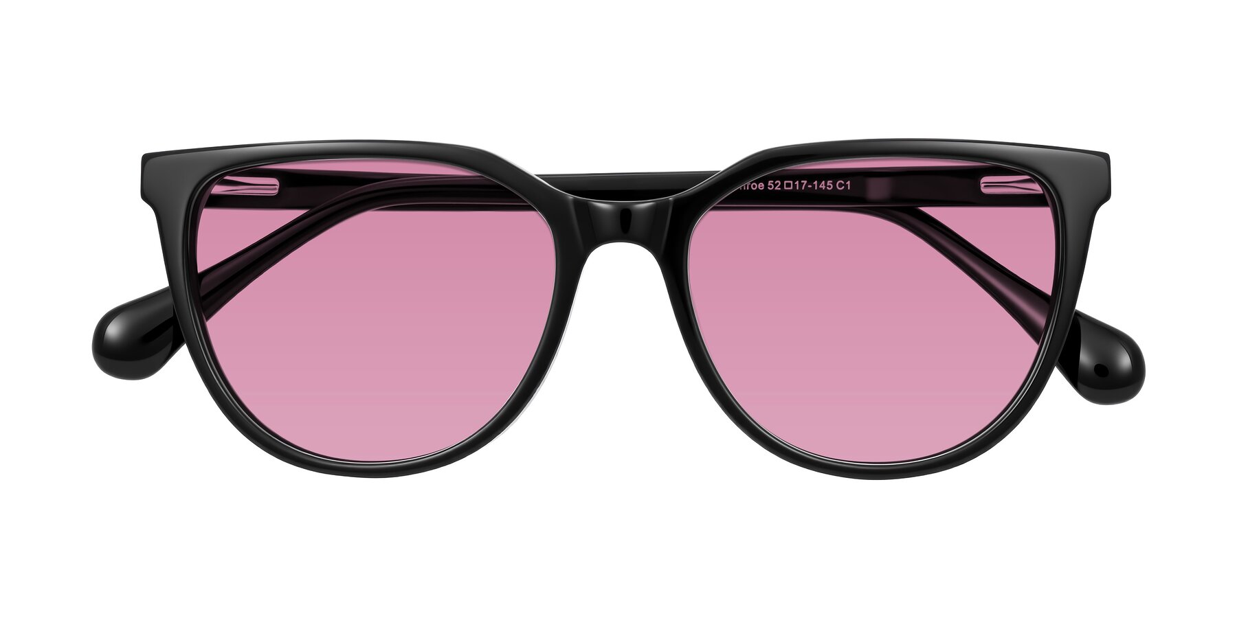 Folded Front of Glenroe in Black with Medium Wine Tinted Lenses