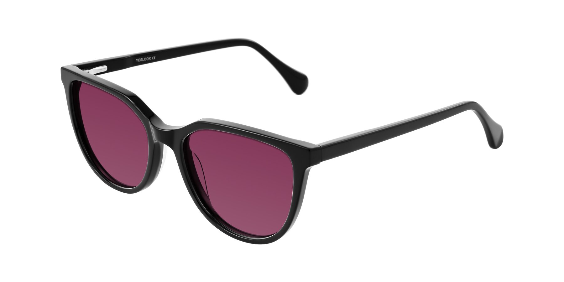 Angle of Glenroe in Black with Wine Tinted Lenses