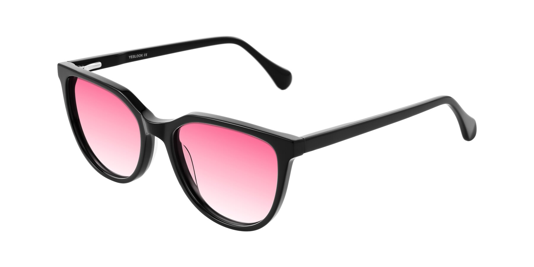 Angle of Glenroe in Black with Pink Gradient Lenses