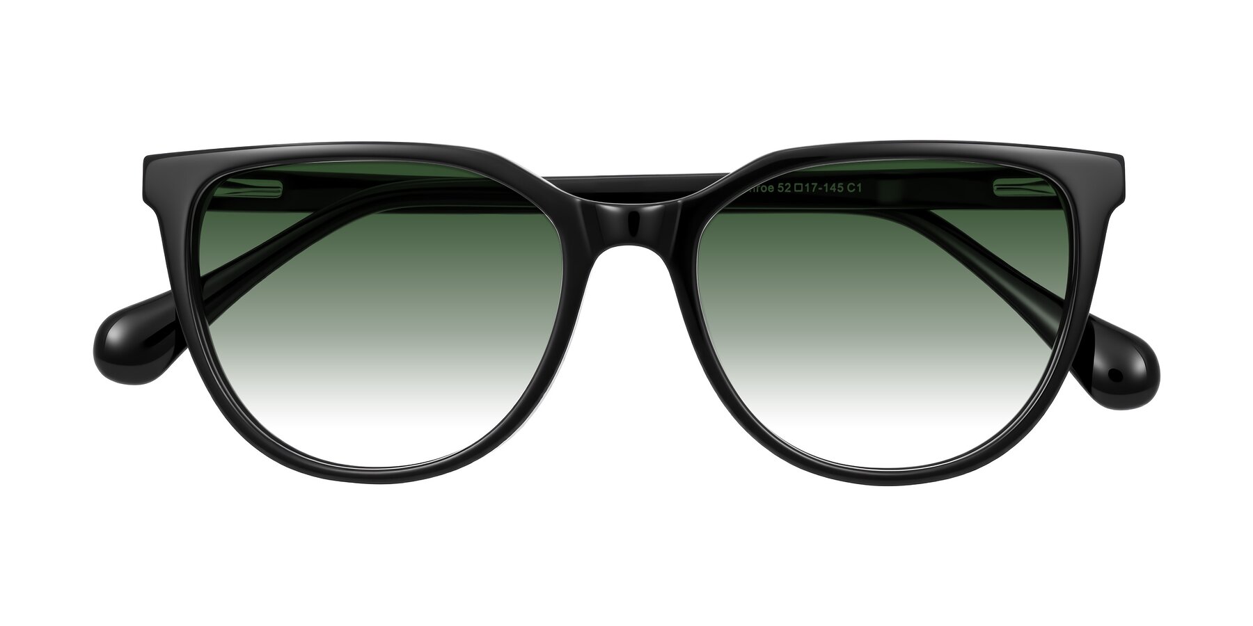 Folded Front of Glenroe in Black with Green Gradient Lenses
