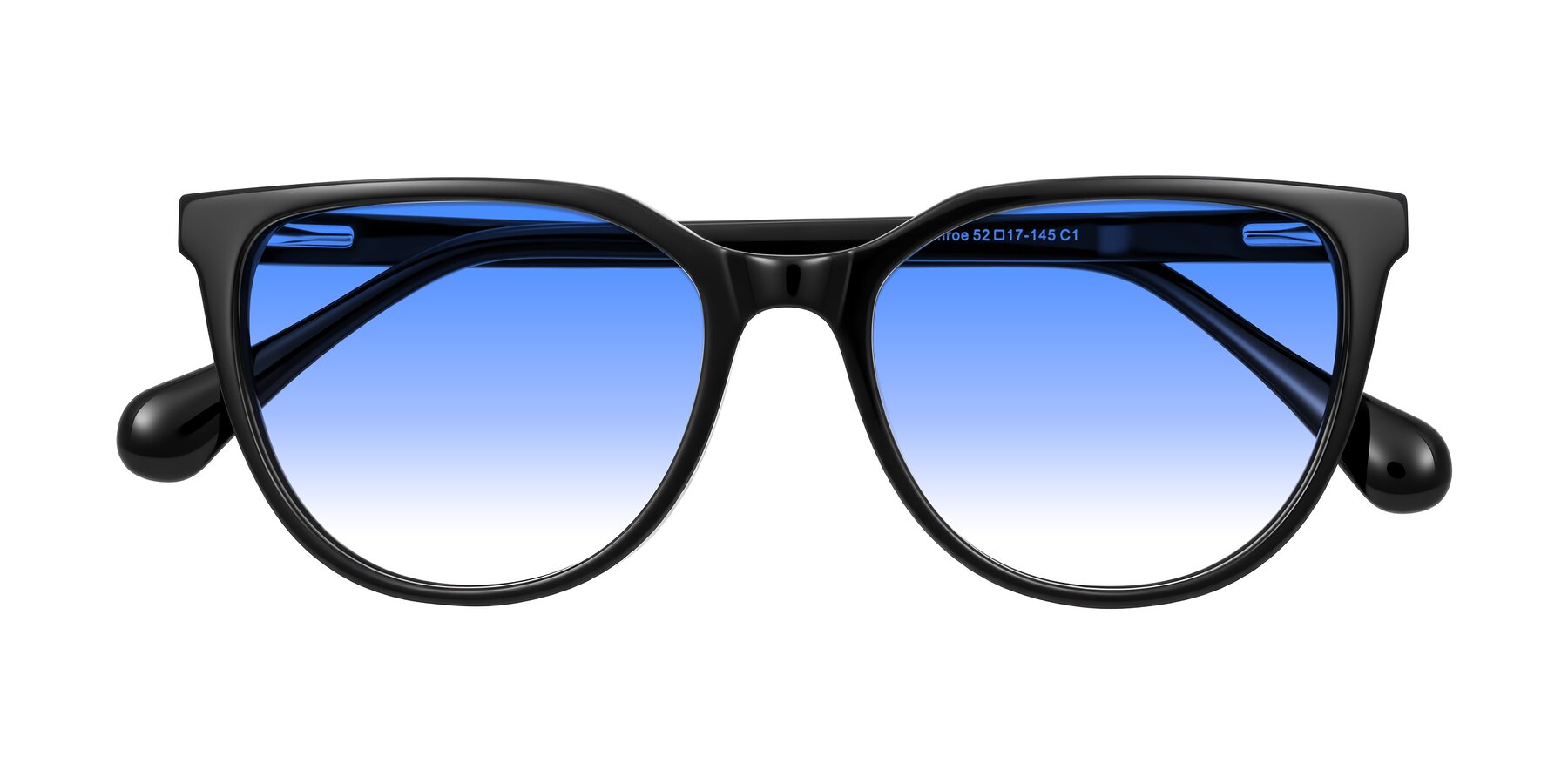 Folded Front of Glenroe in Black with Blue Gradient Lenses