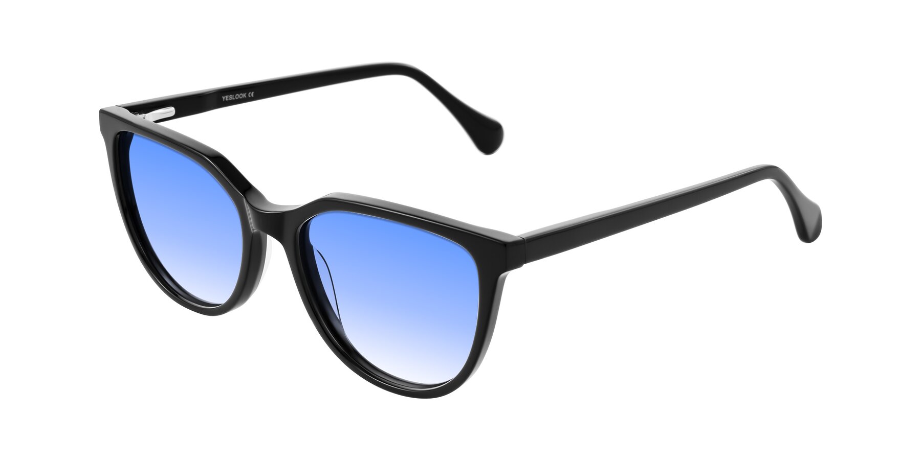 Angle of Glenroe in Black with Blue Gradient Lenses