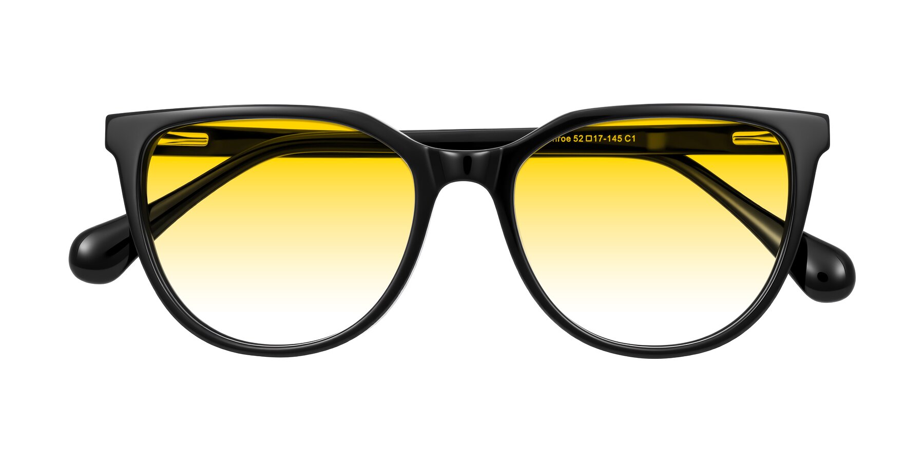 Folded Front of Glenroe in Black with Yellow Gradient Lenses