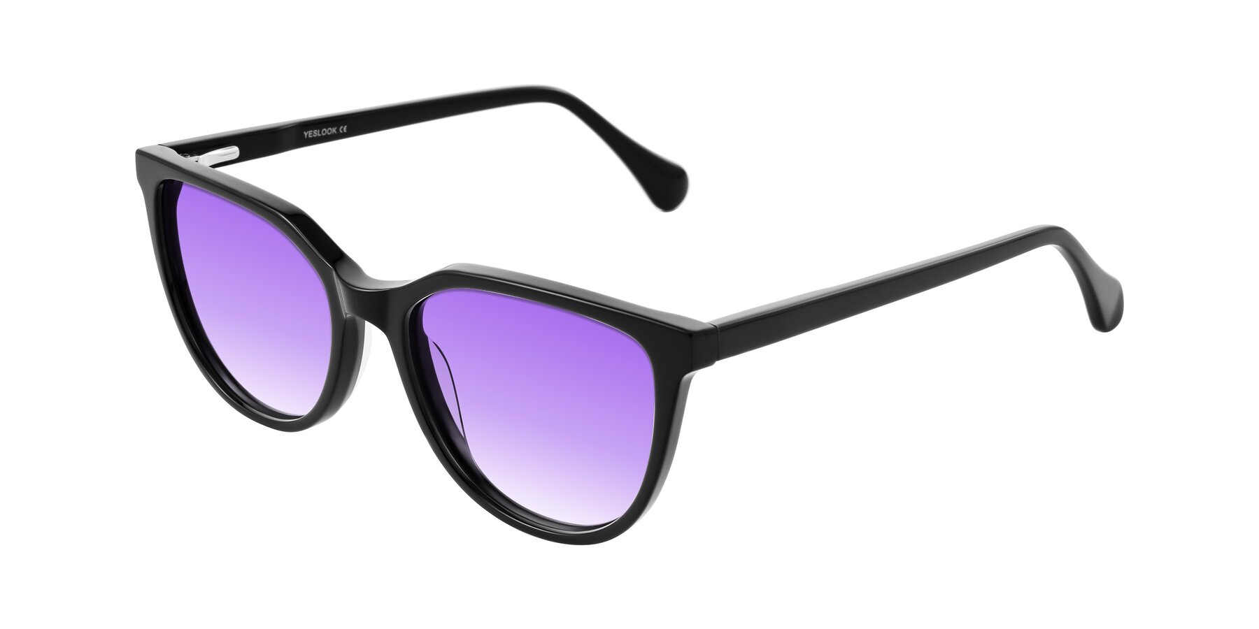 Angle of Glenroe in Black with Purple Gradient Lenses