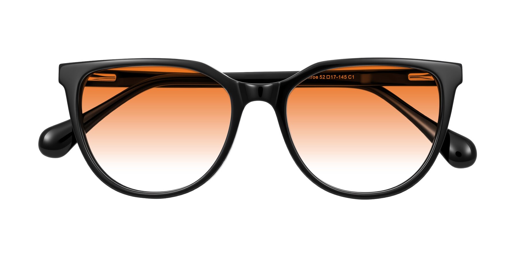 Folded Front of Glenroe in Black with Orange Gradient Lenses