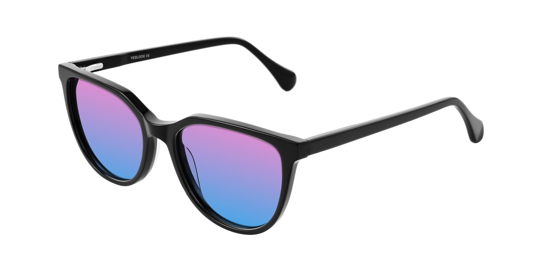 Angle of Glenroe in Black with Pink / Blue Gradient Lenses