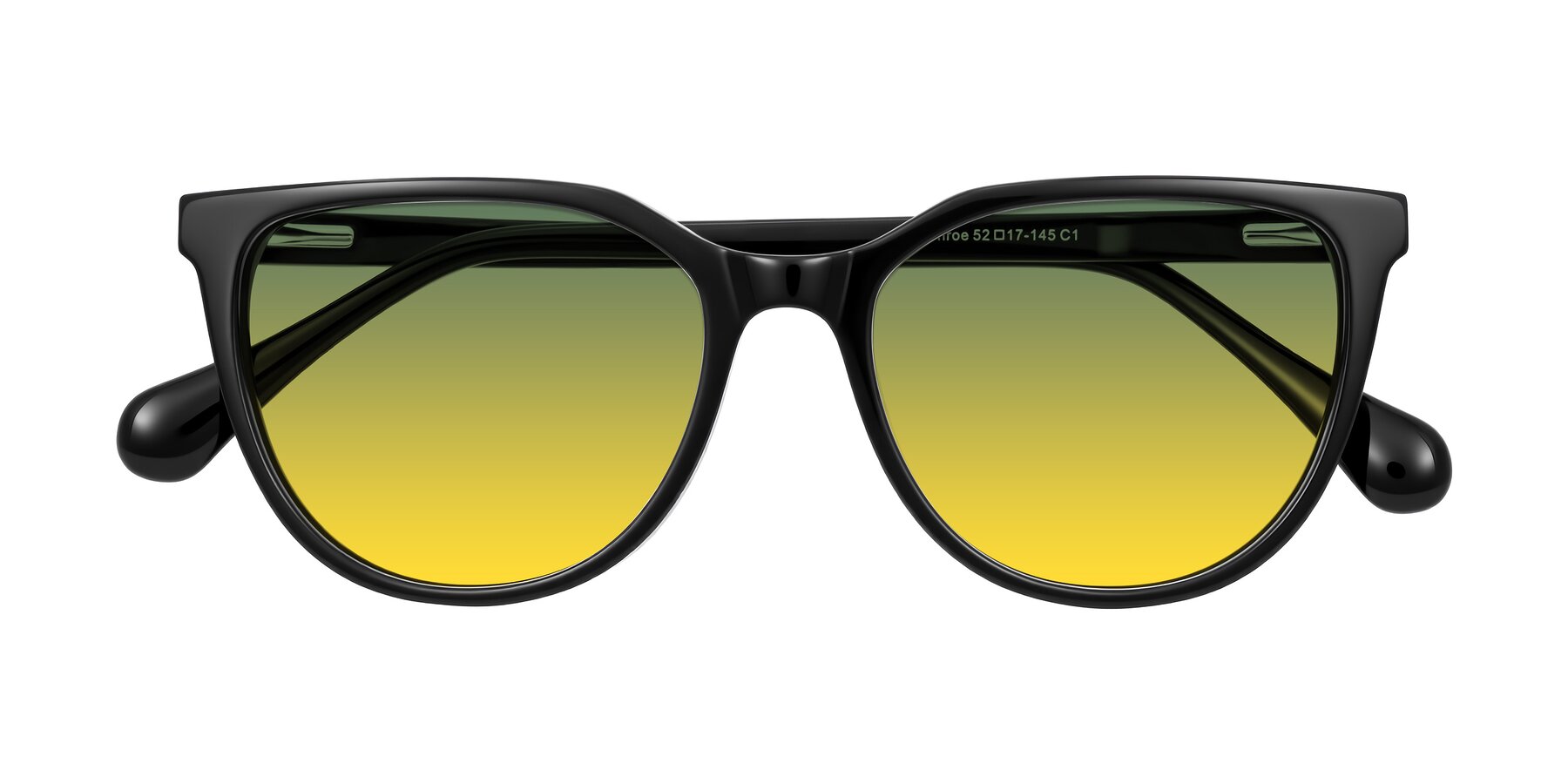 Folded Front of Glenroe in Black with Green / Yellow Gradient Lenses