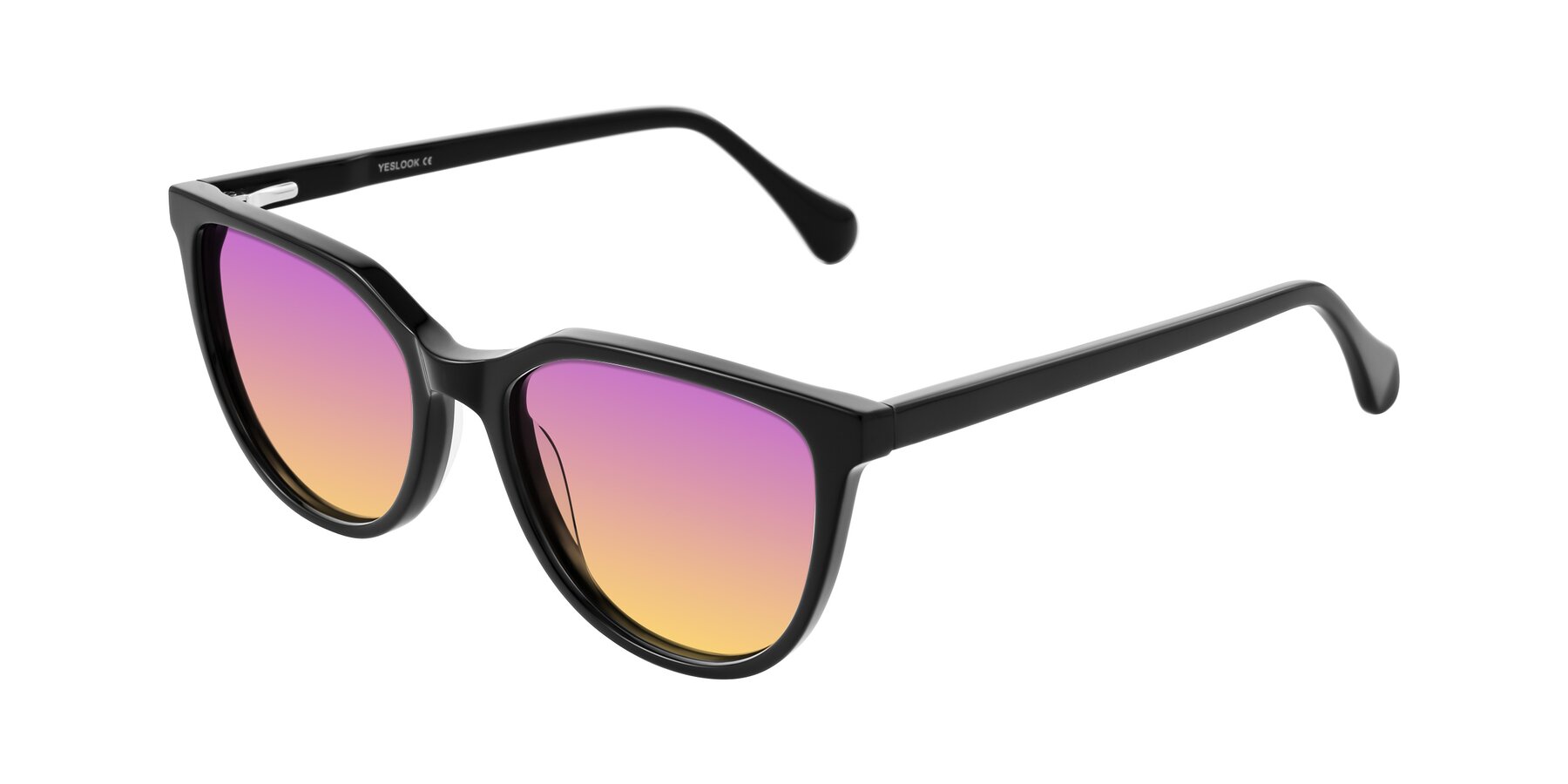 Angle of Glenroe in Black with Purple / Yellow Gradient Lenses