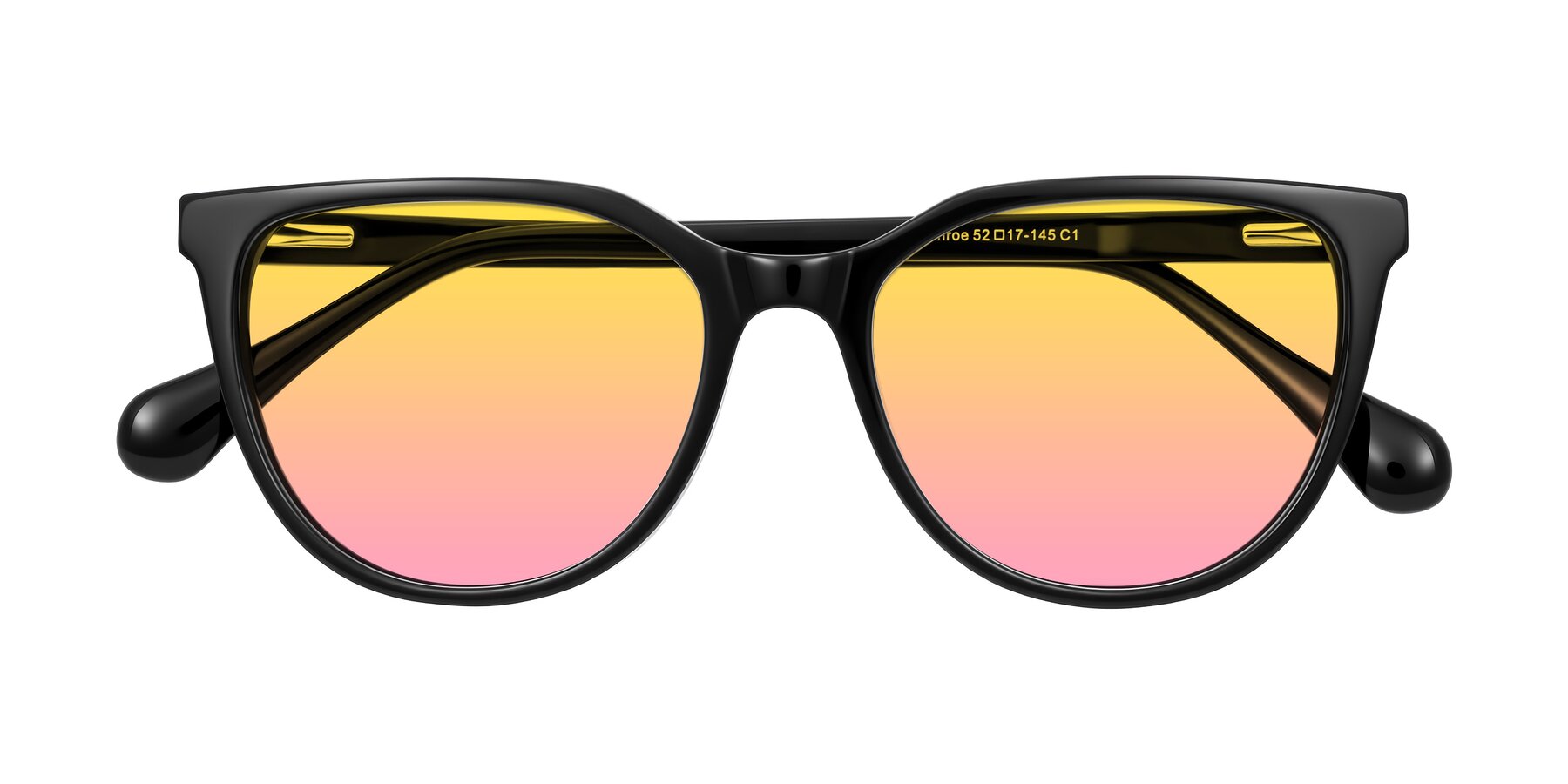 Folded Front of Glenroe in Black with Yellow / Pink Gradient Lenses