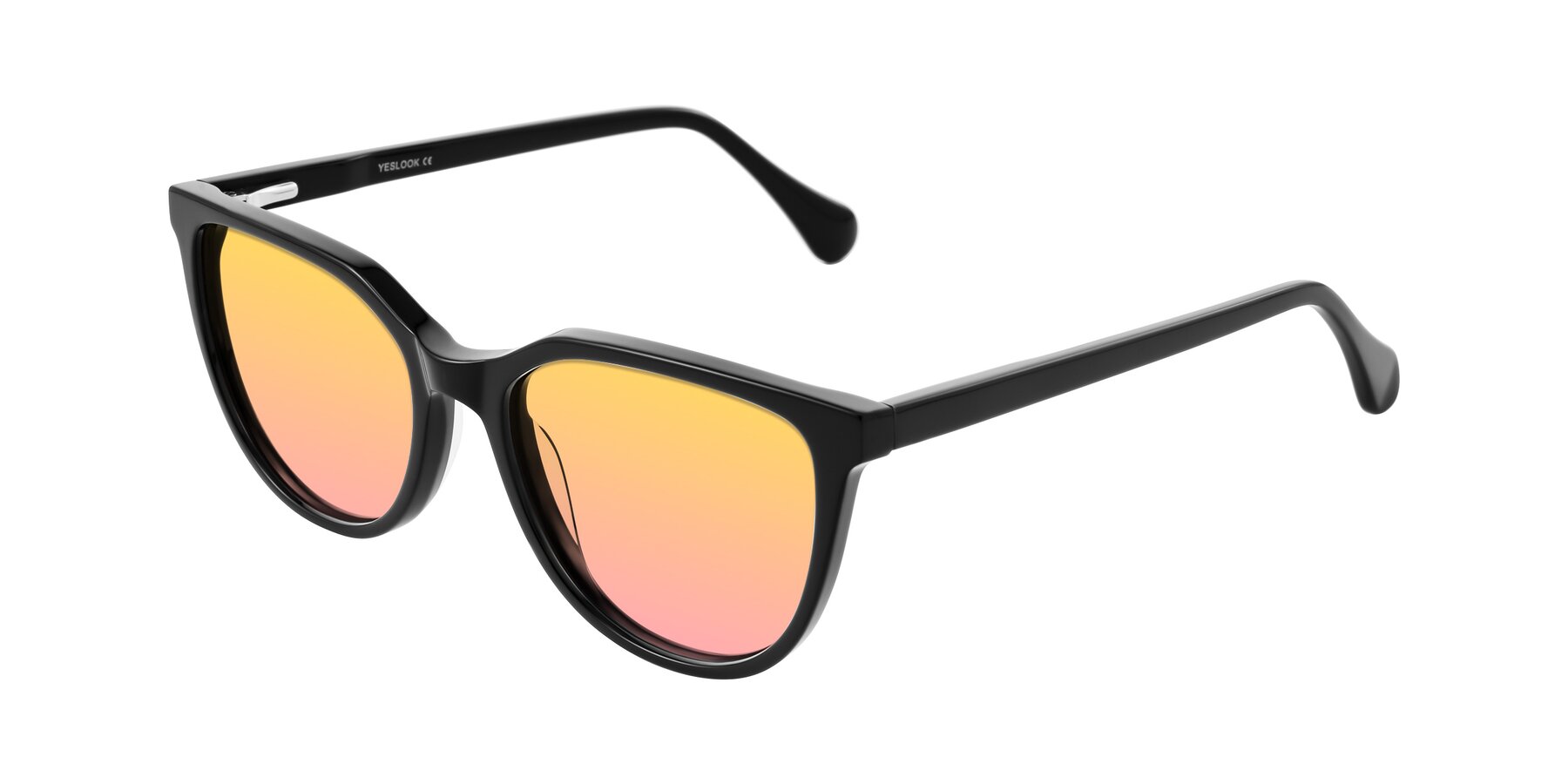 Angle of Glenroe in Black with Yellow / Pink Gradient Lenses