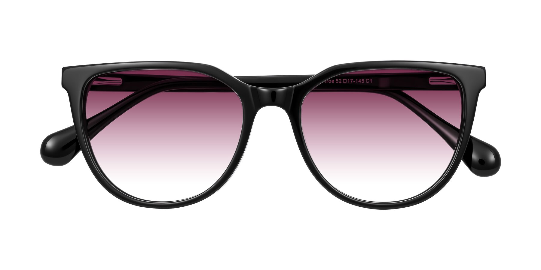 Folded Front of Glenroe in Black with Wine Gradient Lenses