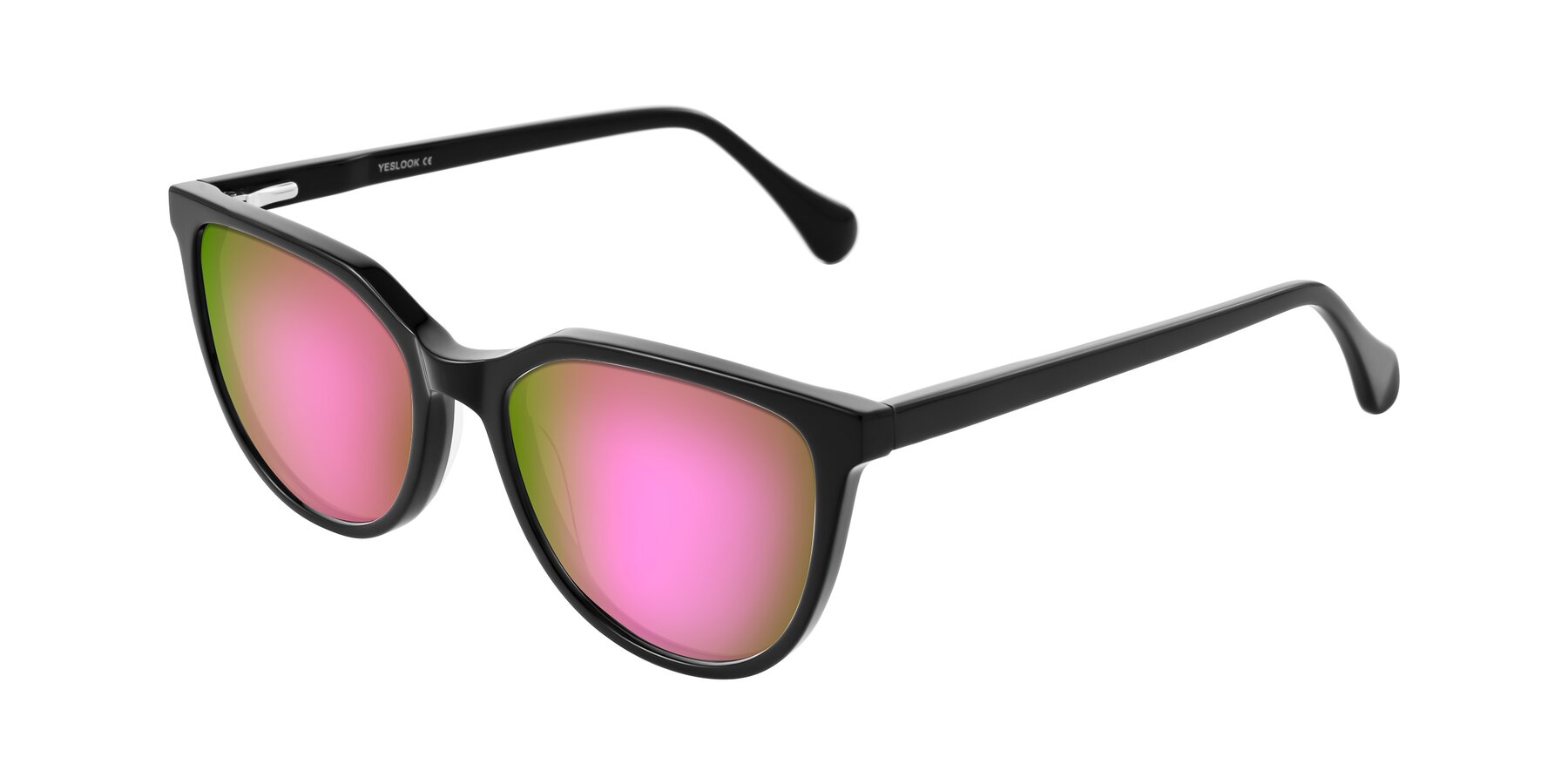 Angle of Glenroe in Black with Pink Mirrored Lenses