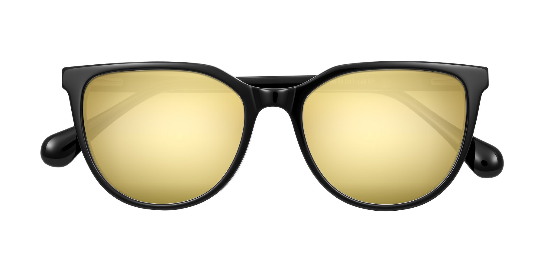 Folded Front of Glenroe in Black with Gold Mirrored Lenses