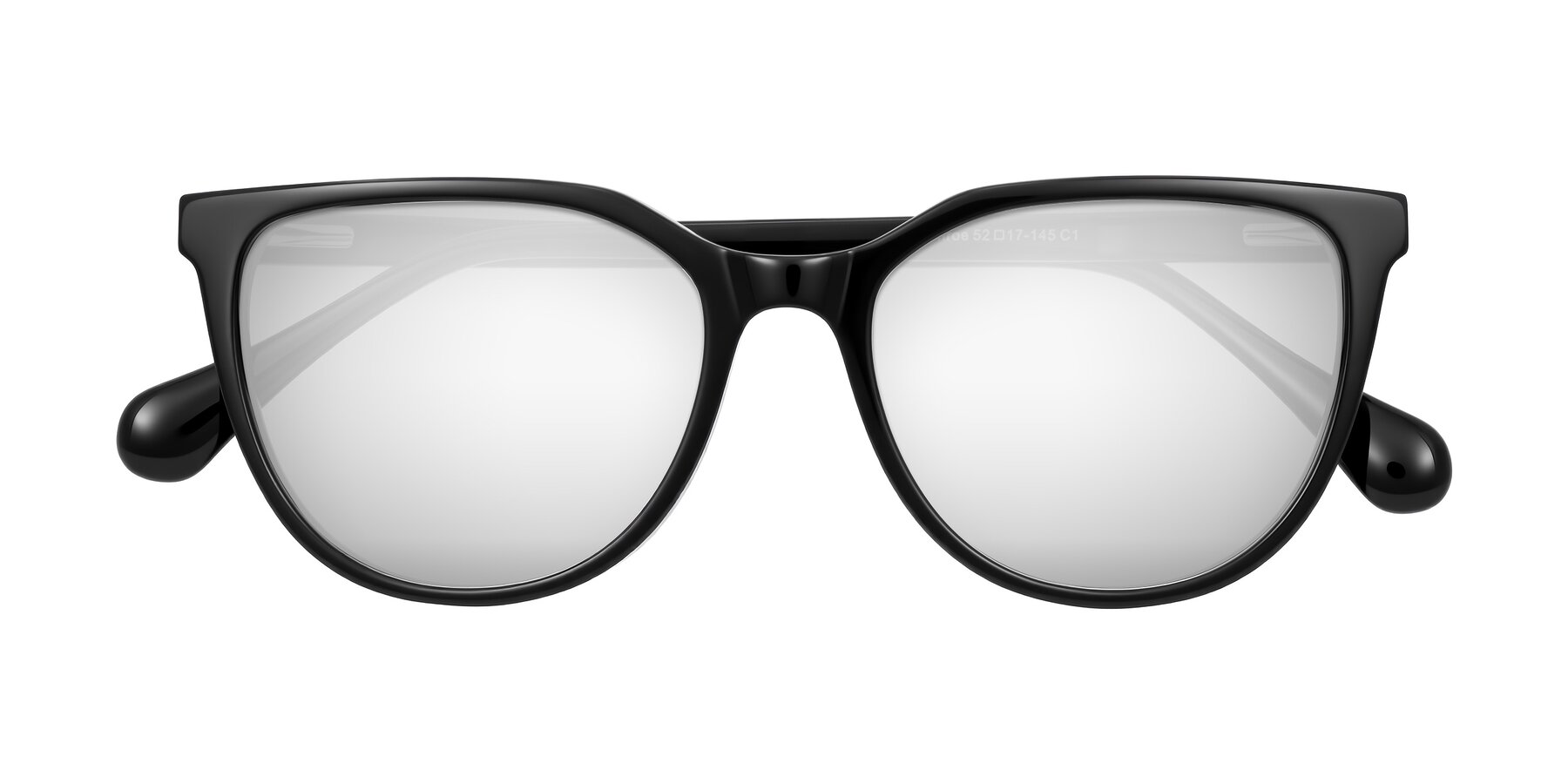 Folded Front of Glenroe in Black with Silver Mirrored Lenses