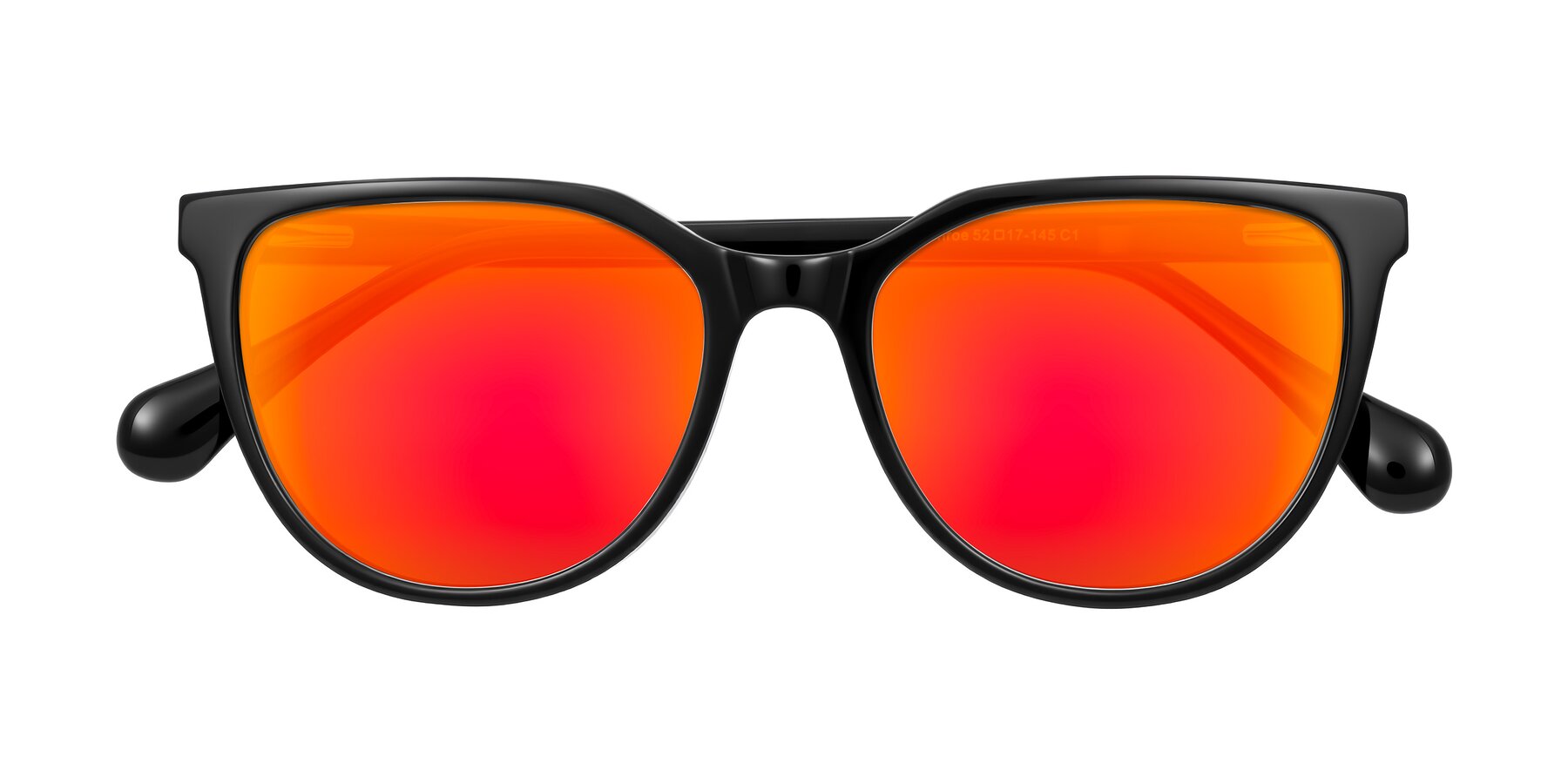 Folded Front of Glenroe in Black with Red Gold Mirrored Lenses