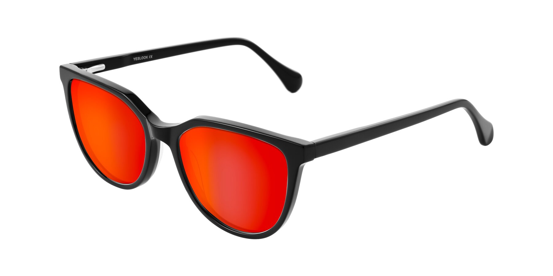 Angle of Glenroe in Black with Red Gold Mirrored Lenses