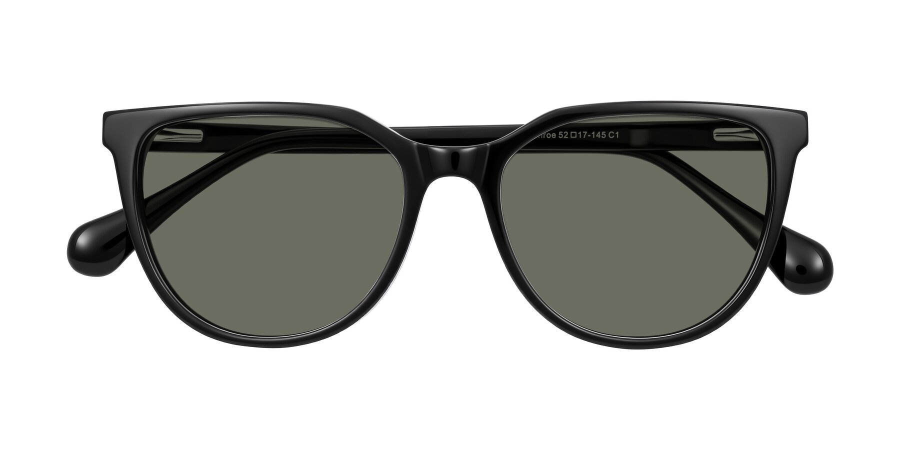 Folded Front of Glenroe in Black with Gray Polarized Lenses