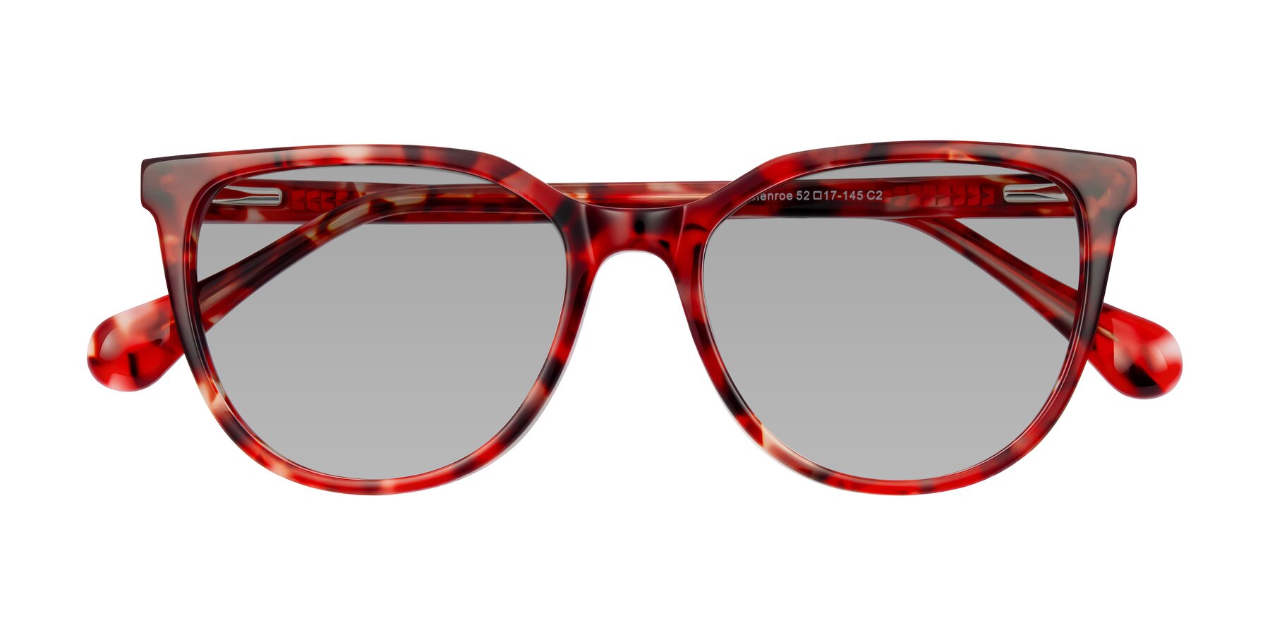 Folded Front of Glenroe in Red Tortoise with Light Gray Tinted Lenses