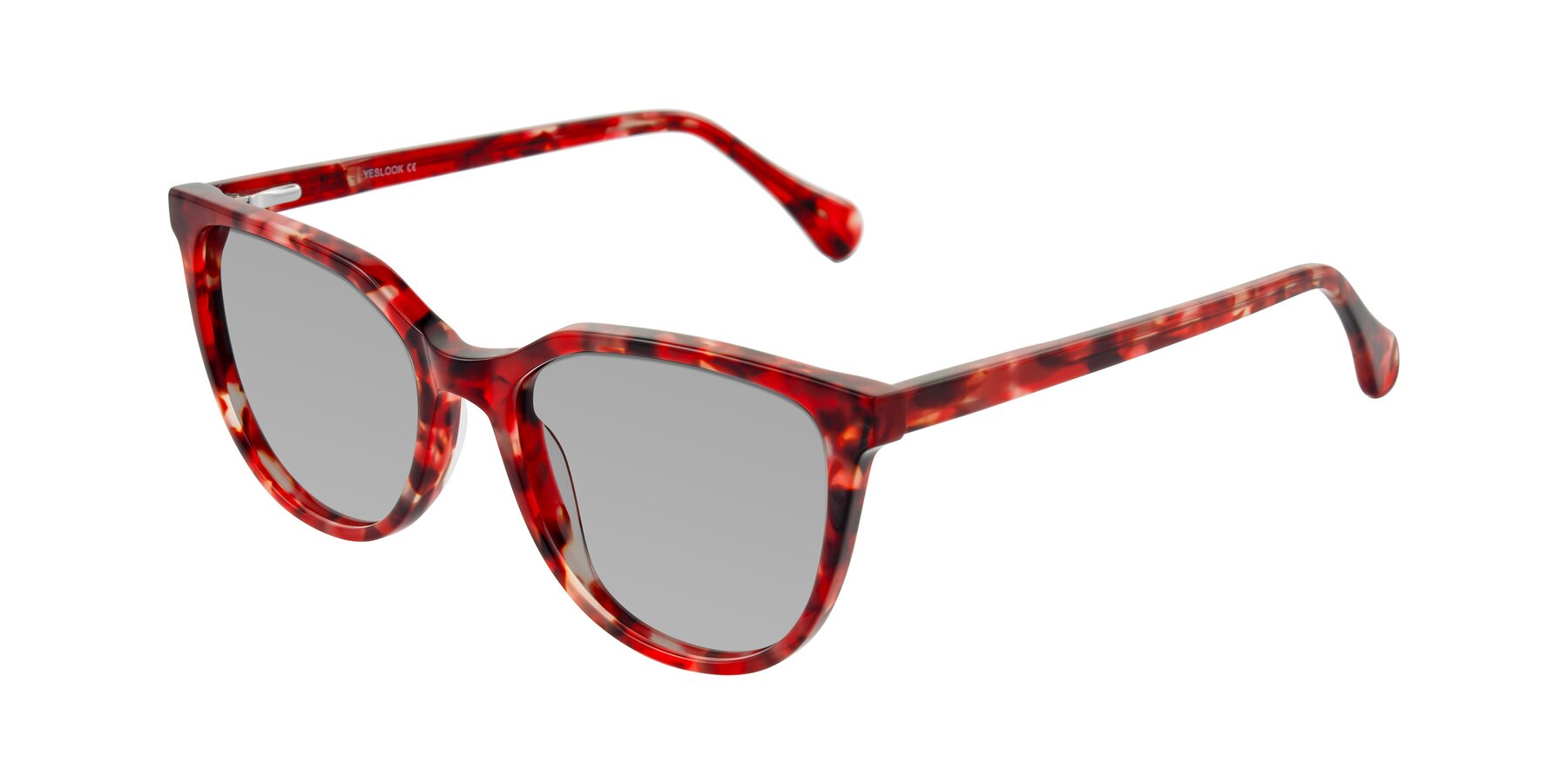 Angle of Glenroe in Red Tortoise with Light Gray Tinted Lenses