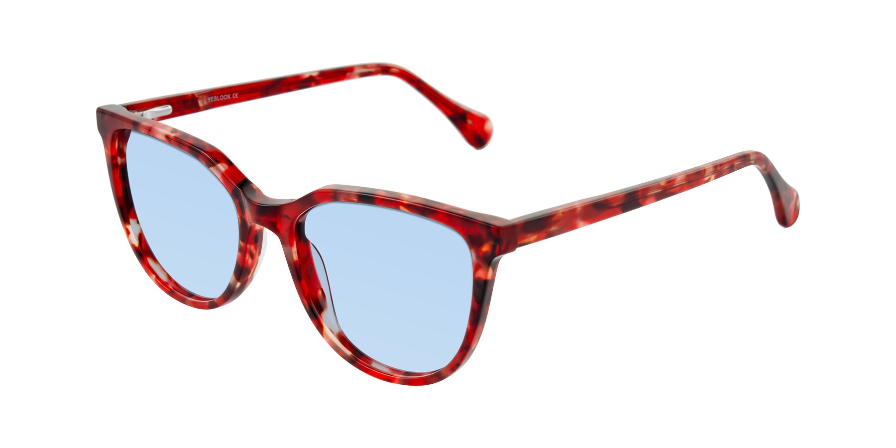 Angle of Glenroe in Red Tortoise with Light Blue Tinted Lenses