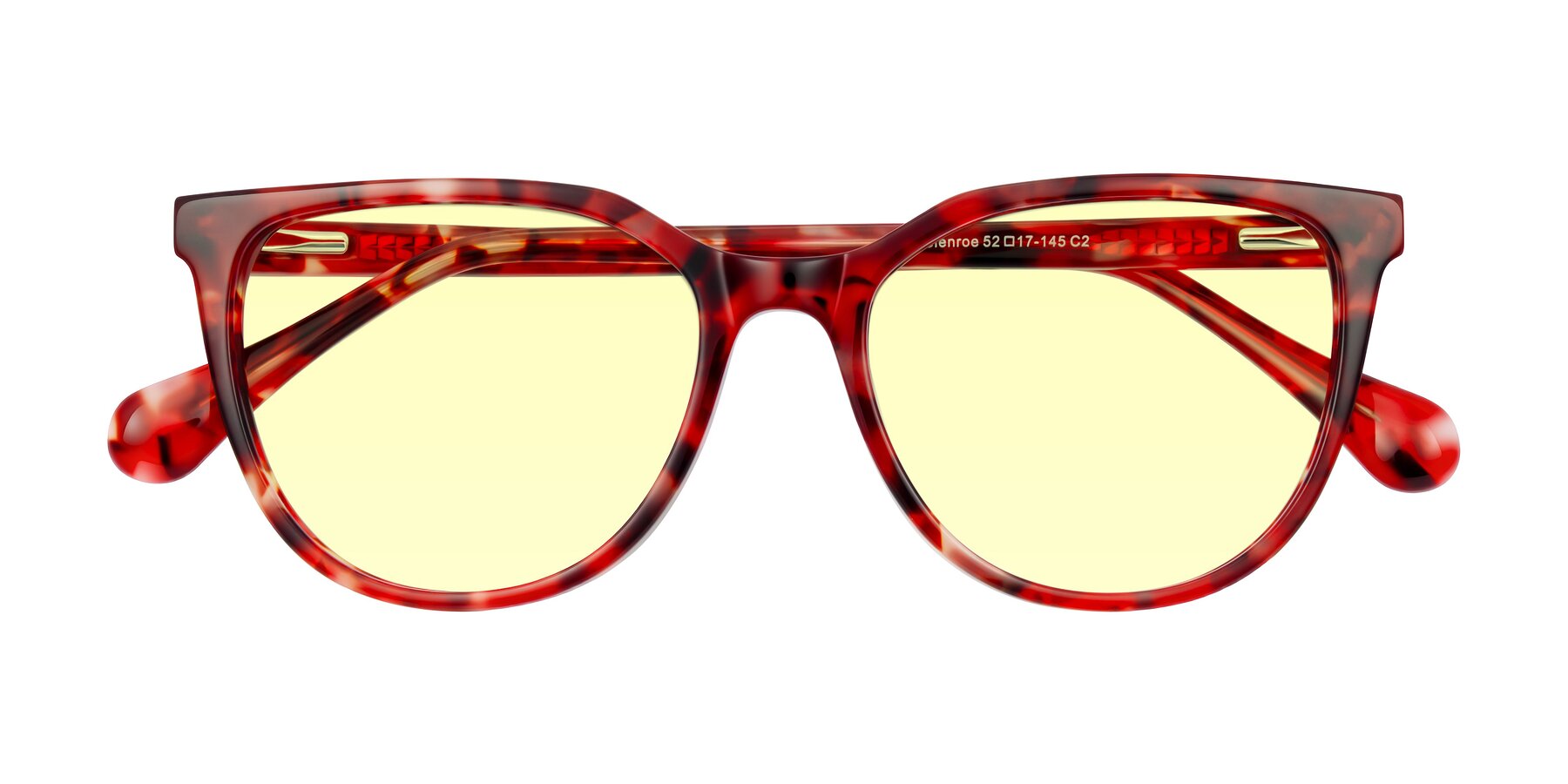 Folded Front of Glenroe in Red Tortoise with Light Yellow Tinted Lenses