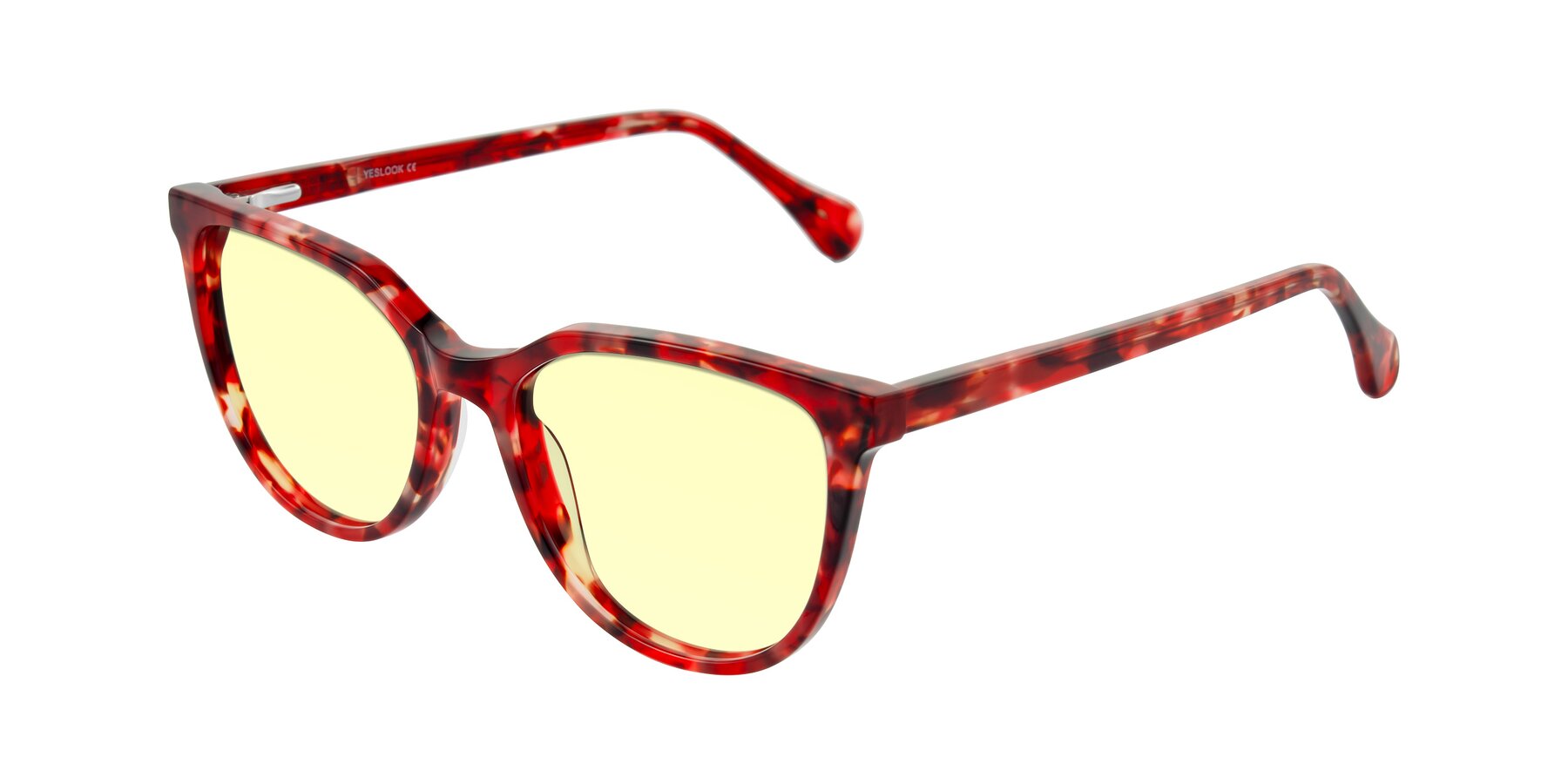 Angle of Glenroe in Red Tortoise with Light Yellow Tinted Lenses