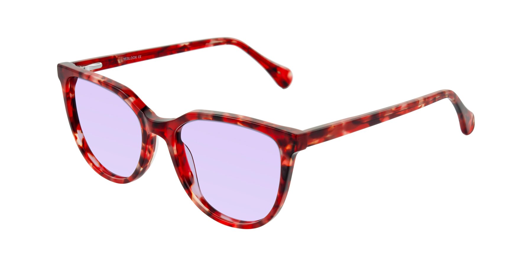 Angle of Glenroe in Red Tortoise with Light Purple Tinted Lenses