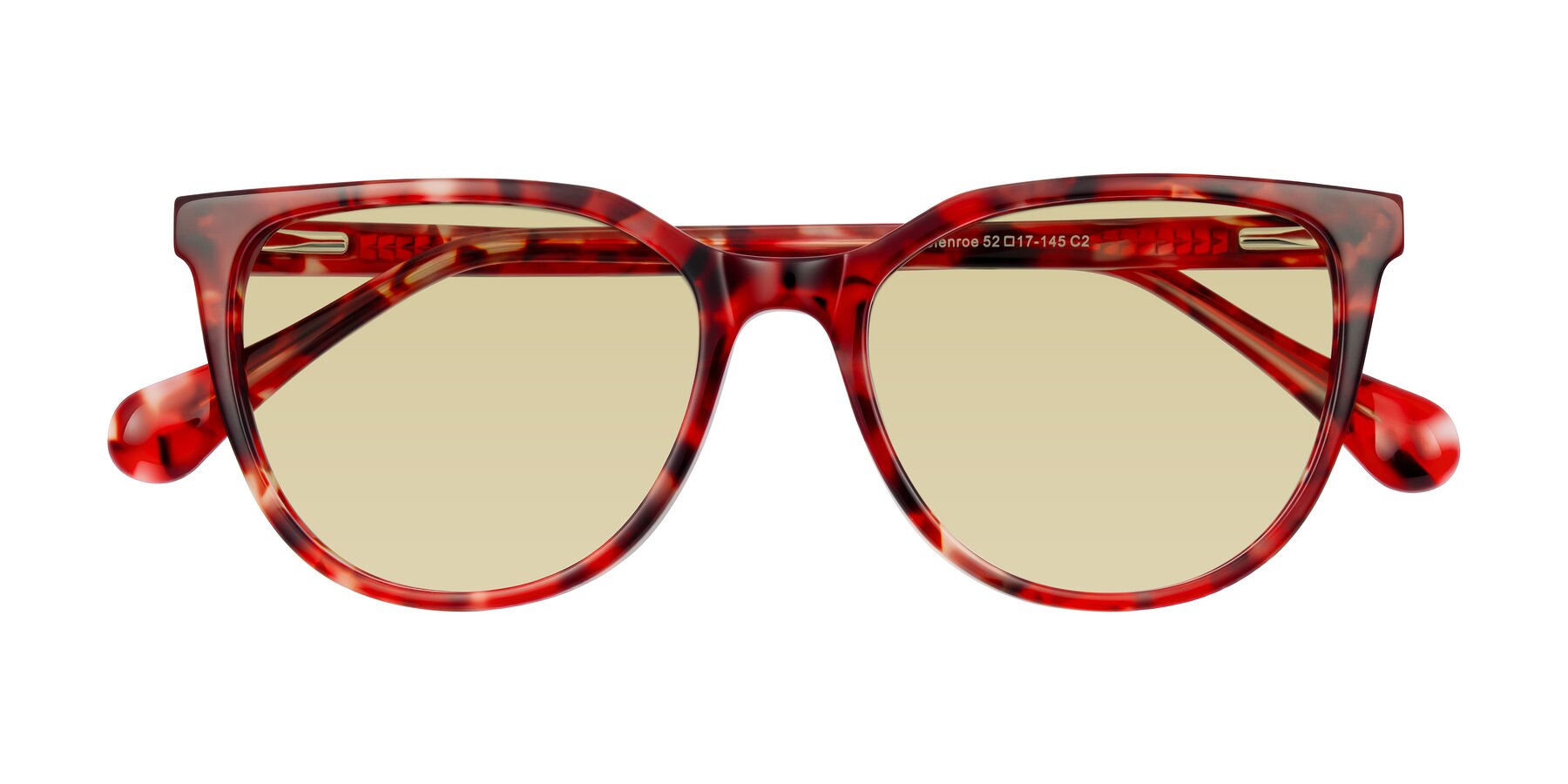 Folded Front of Glenroe in Red Tortoise with Light Champagne Tinted Lenses