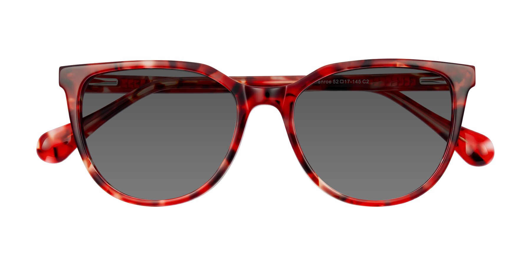 Folded Front of Glenroe in Red Tortoise with Medium Gray Tinted Lenses