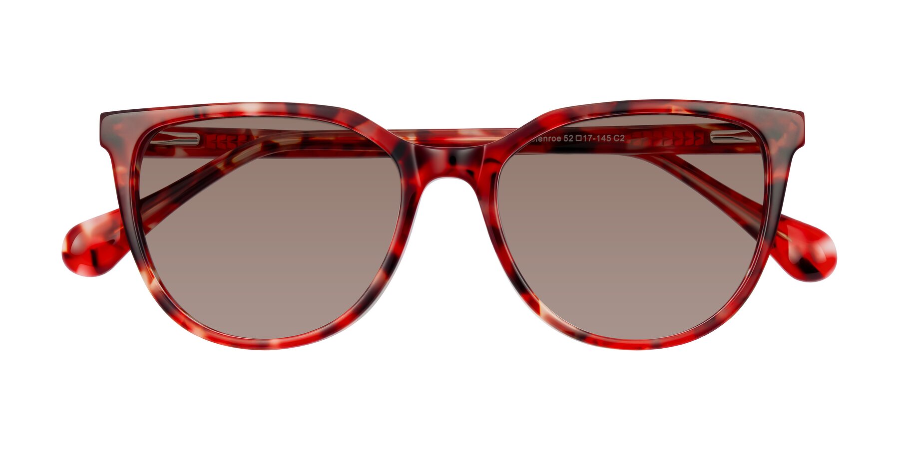 Folded Front of Glenroe in Red Tortoise with Medium Brown Tinted Lenses