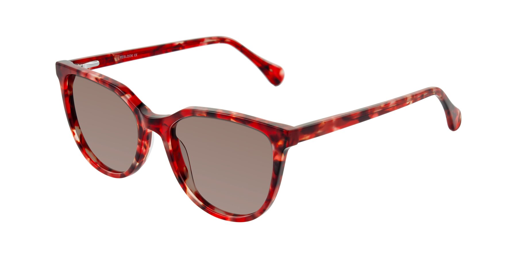Angle of Glenroe in Red Tortoise with Medium Brown Tinted Lenses