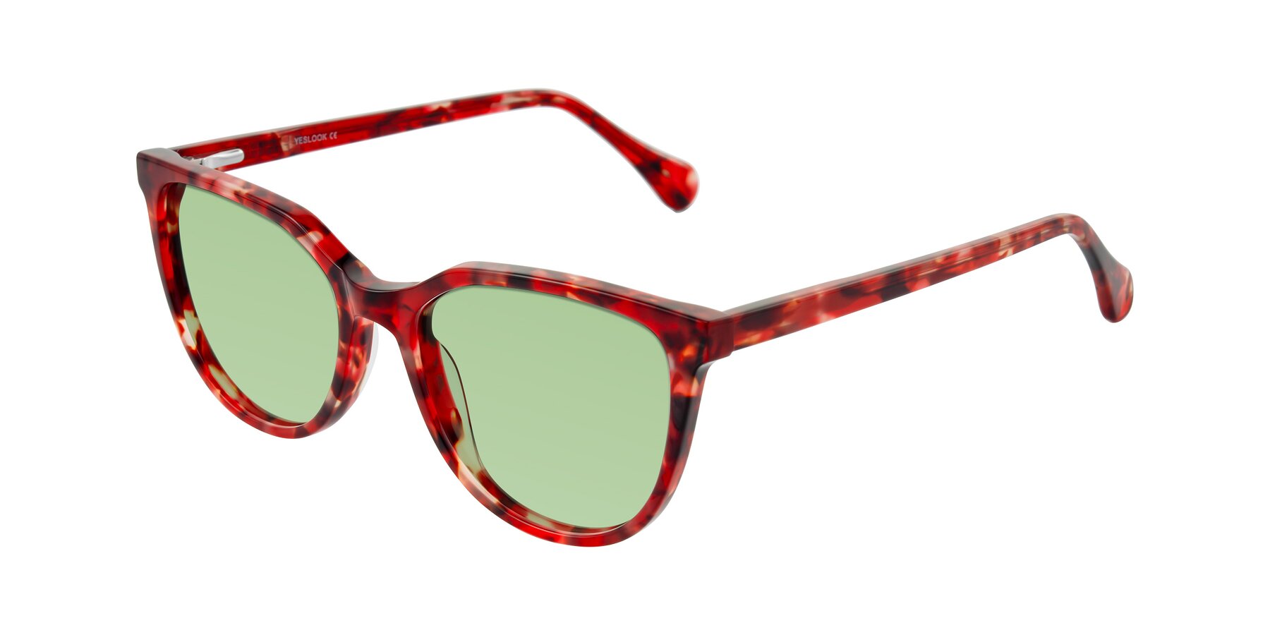 Angle of Glenroe in Red Tortoise with Medium Green Tinted Lenses