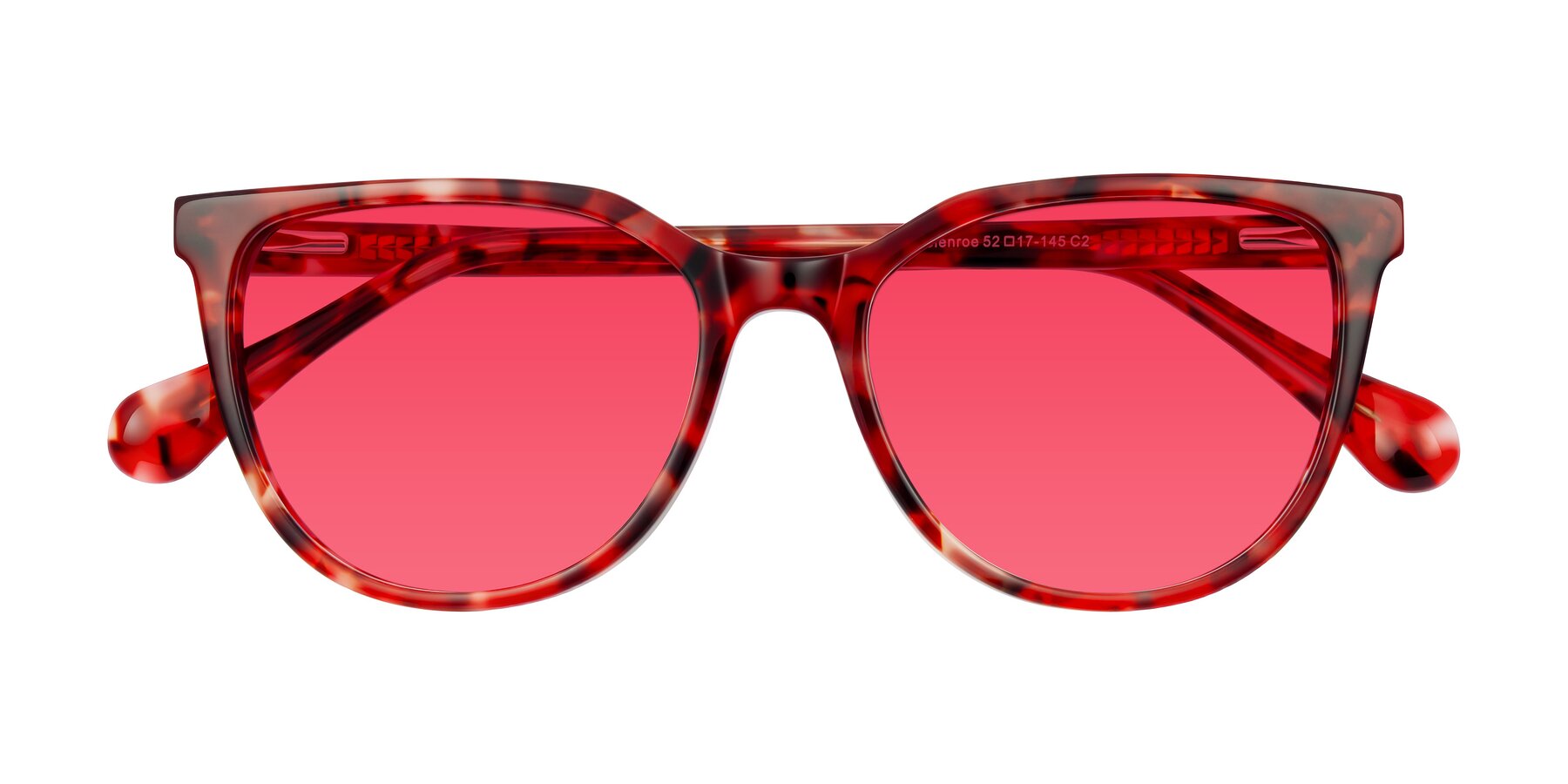 Folded Front of Glenroe in Red Tortoise with Red Tinted Lenses