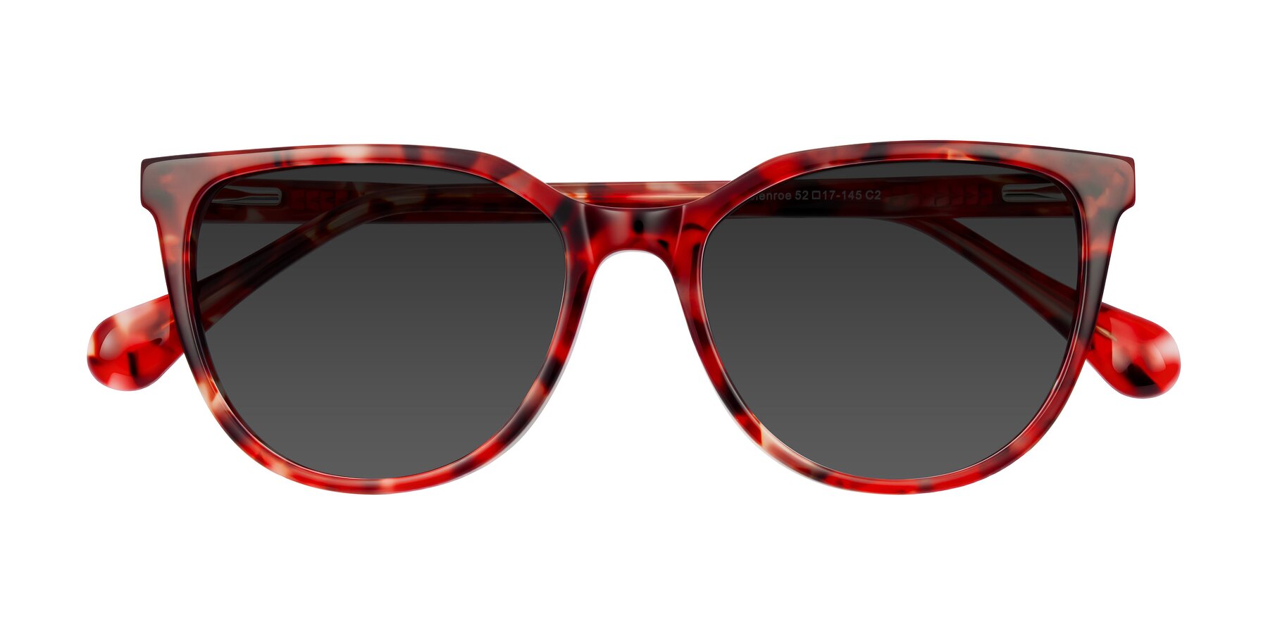 Folded Front of Glenroe in Red Tortoise with Gray Tinted Lenses