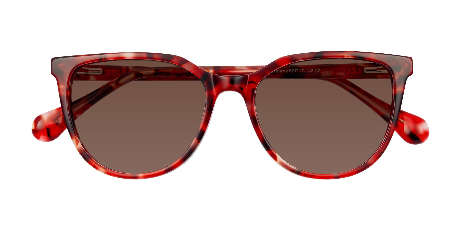 Folded Front of Glenroe in Red Tortoise with Brown Tinted Lenses
