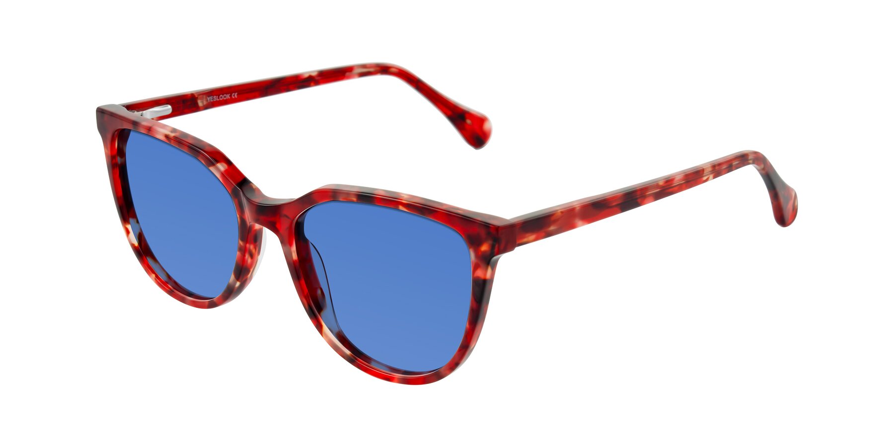 Angle of Glenroe in Red Tortoise with Blue Tinted Lenses