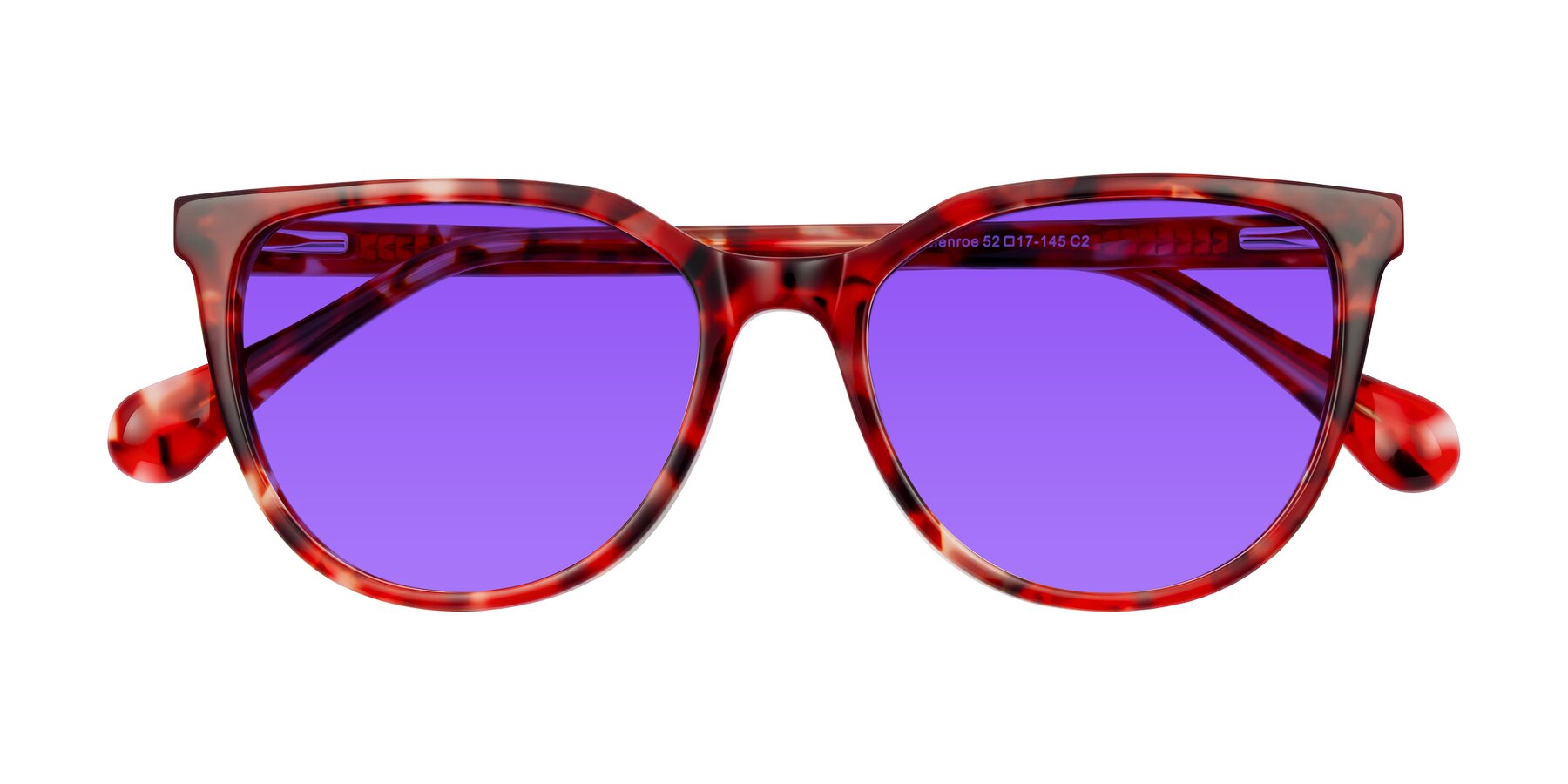 Folded Front of Glenroe in Red Tortoise with Purple Tinted Lenses