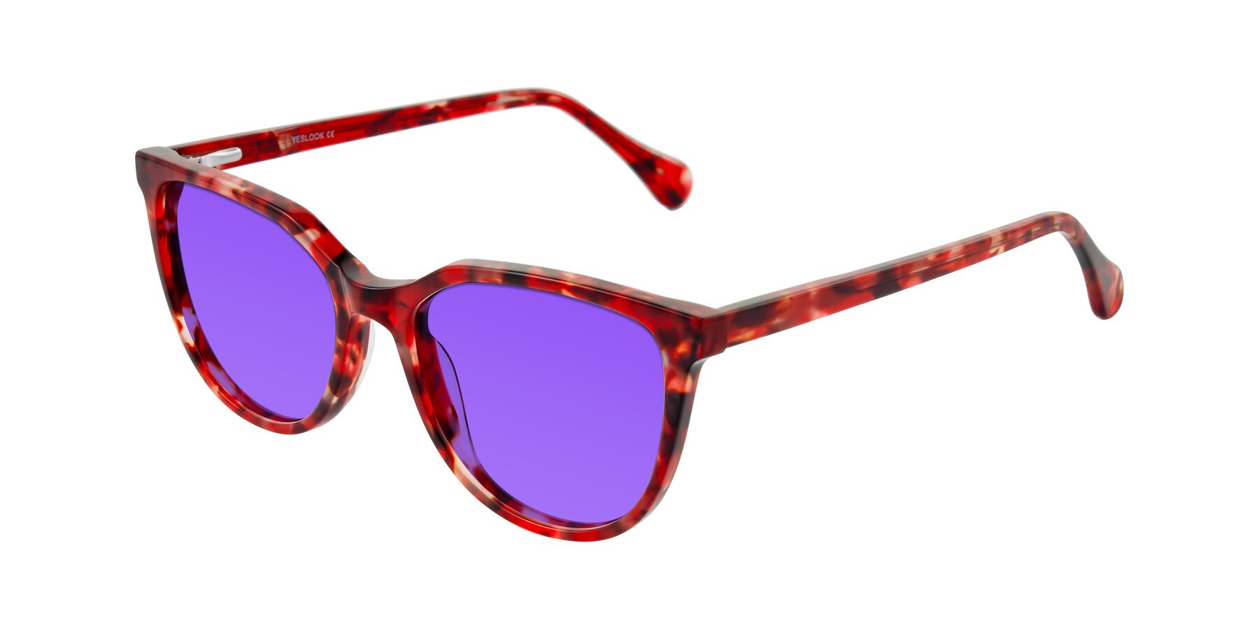 Angle of Glenroe in Red Tortoise with Purple Tinted Lenses