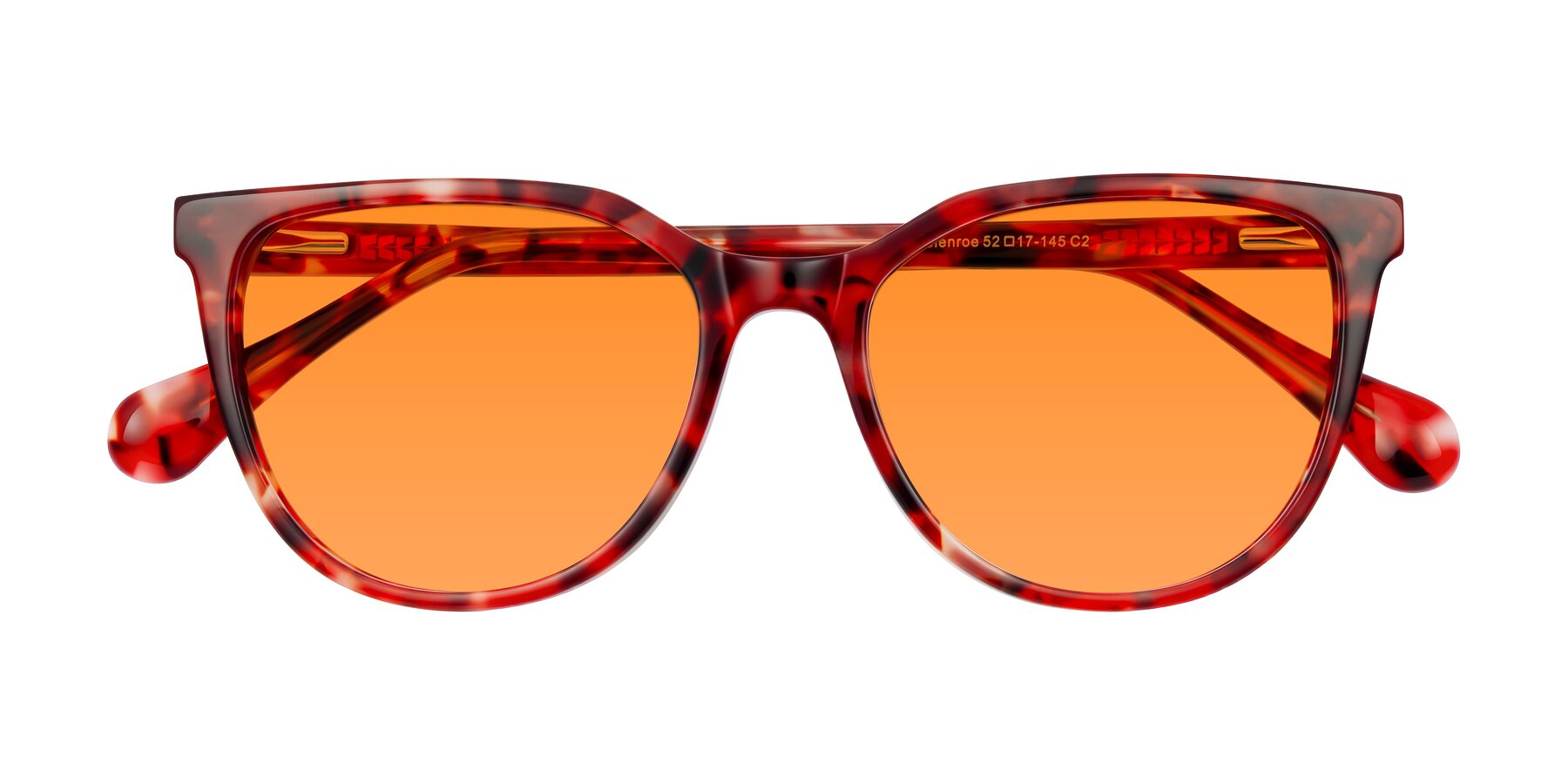 Folded Front of Glenroe in Red Tortoise with Orange Tinted Lenses
