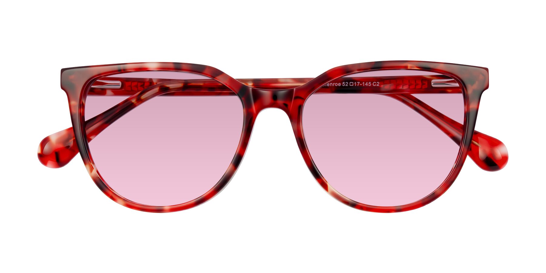 Folded Front of Glenroe in Red Tortoise with Light Wine Tinted Lenses