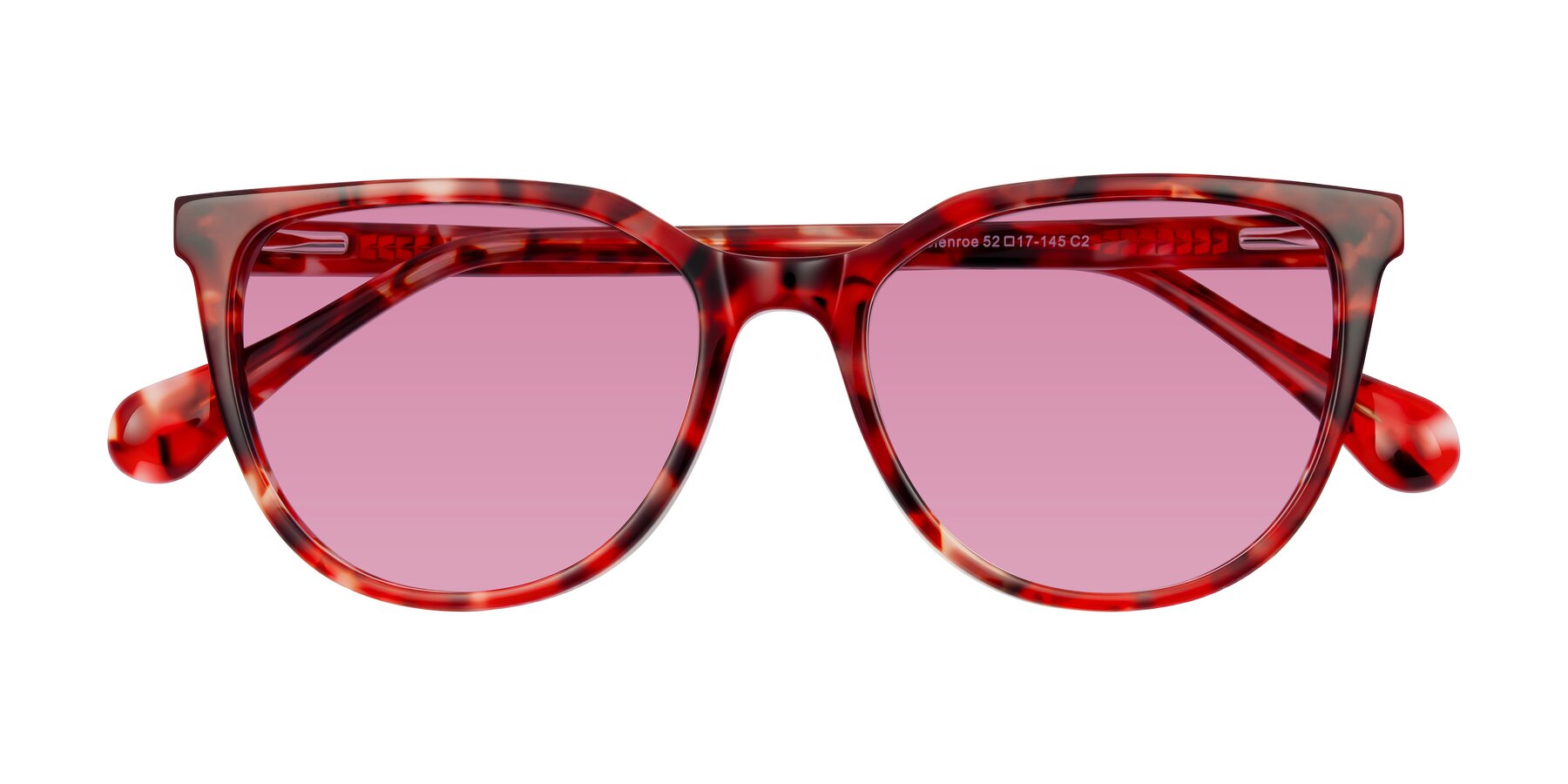 Folded Front of Glenroe in Red Tortoise with Medium Wine Tinted Lenses