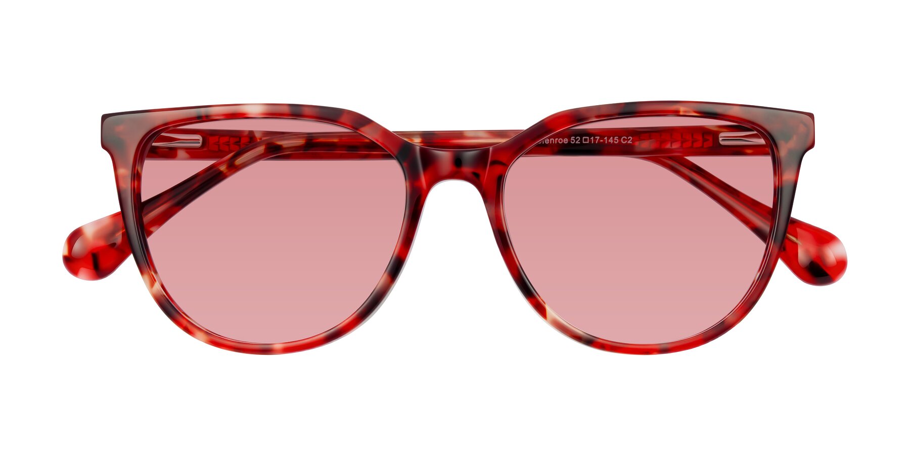 Folded Front of Glenroe in Red Tortoise with Medium Garnet Tinted Lenses