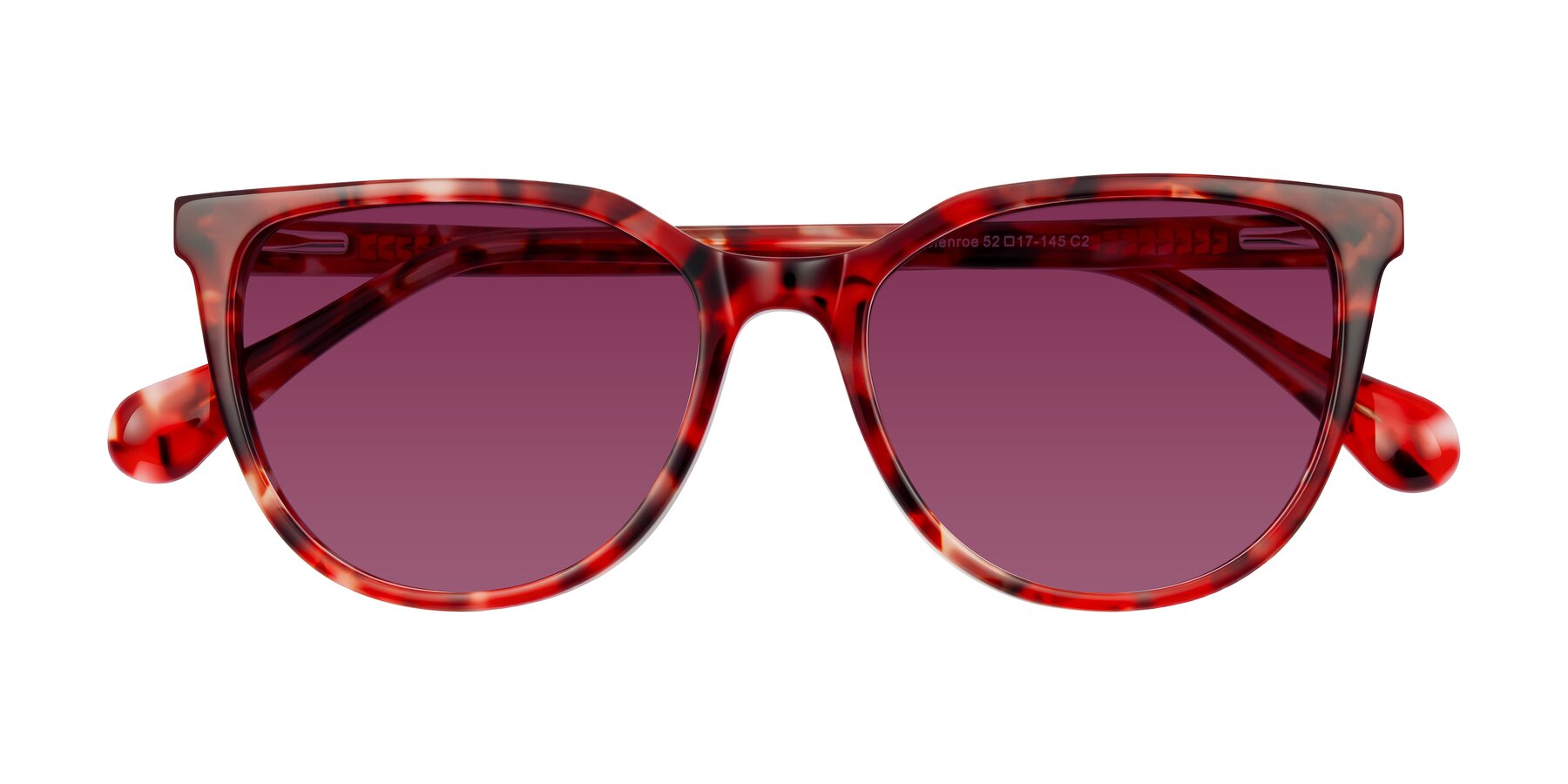 Folded Front of Glenroe in Red Tortoise with Wine Tinted Lenses